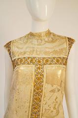 Asian Print Gold Lame Brocade Gown, 1960s