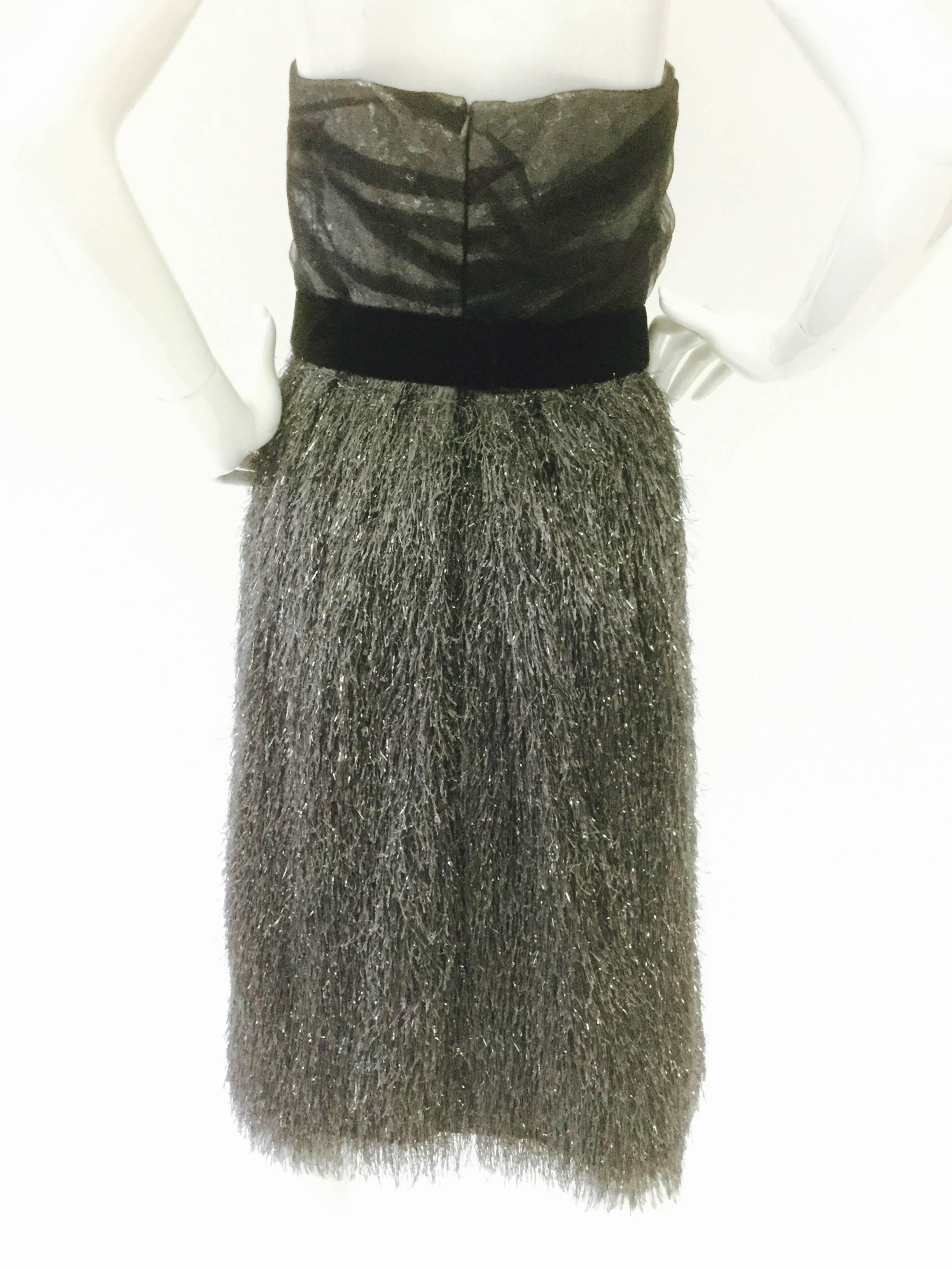 1970s Bill Blass Sequin Tassel Cocktail Dress In Good Condition For Sale In Houston, TX