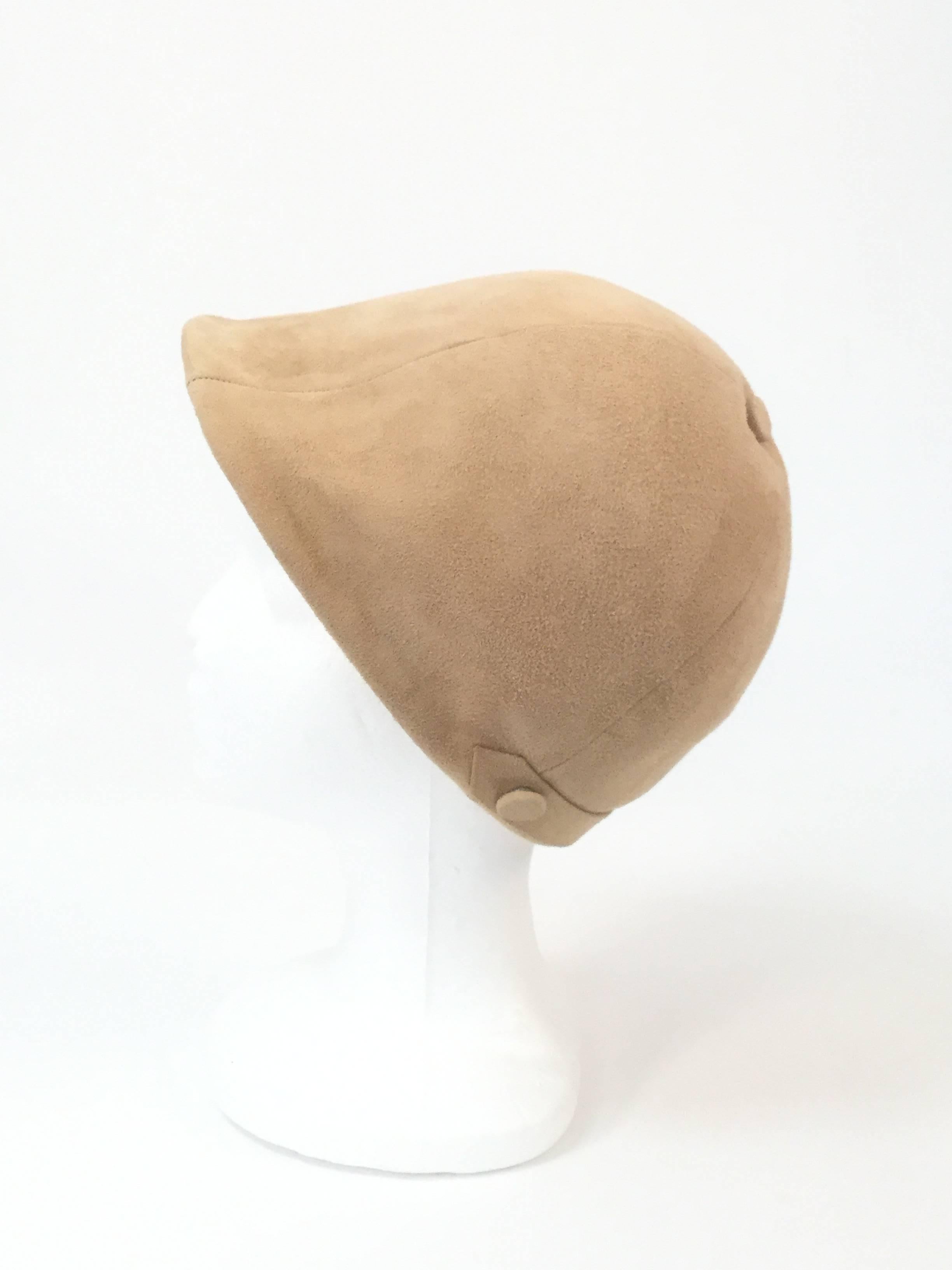 Beige Camel Colored Suede Equestrian Hat, 1960s  For Sale