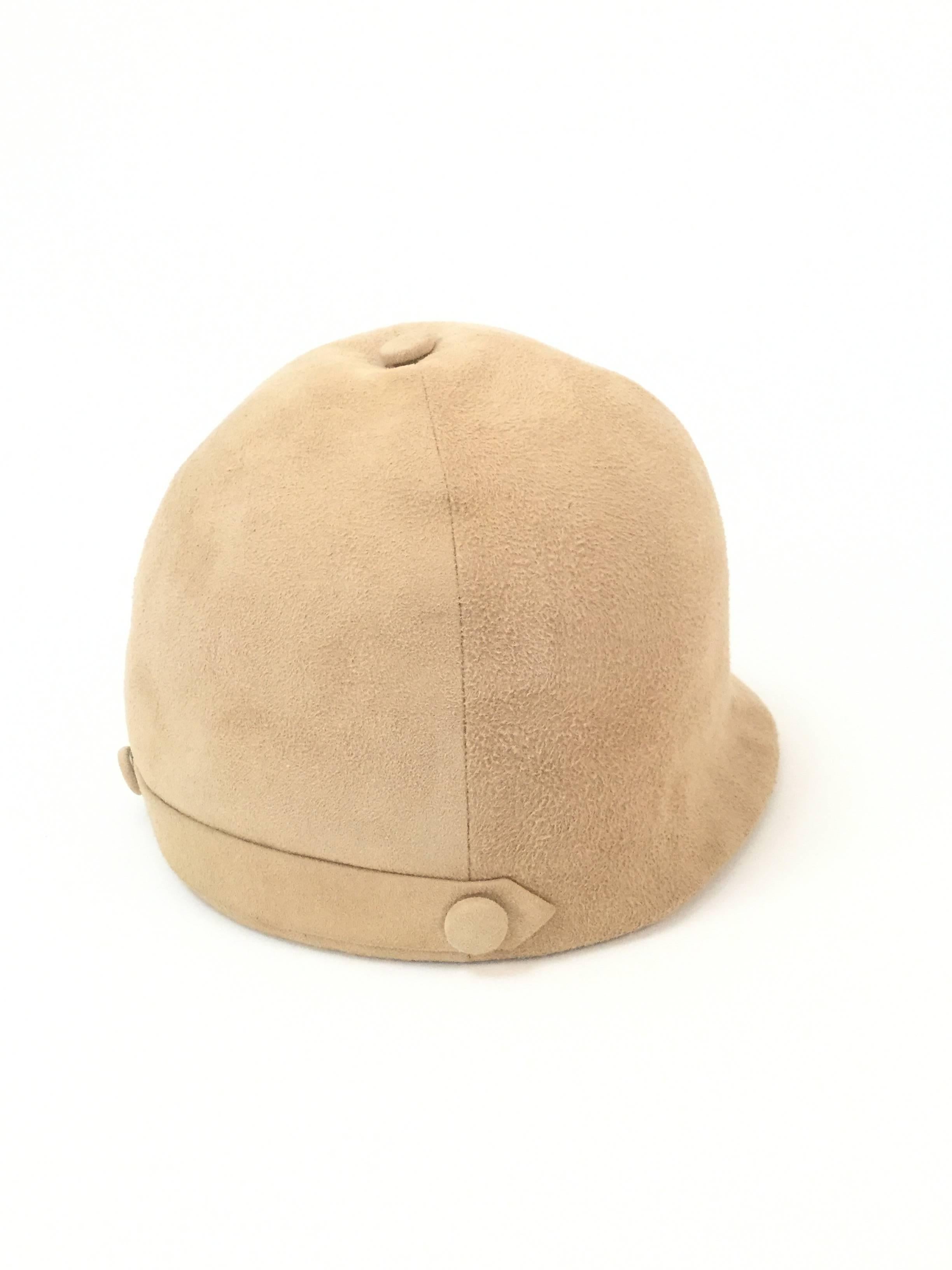Women's or Men's Camel Colored Suede Equestrian Hat, 1960s  For Sale