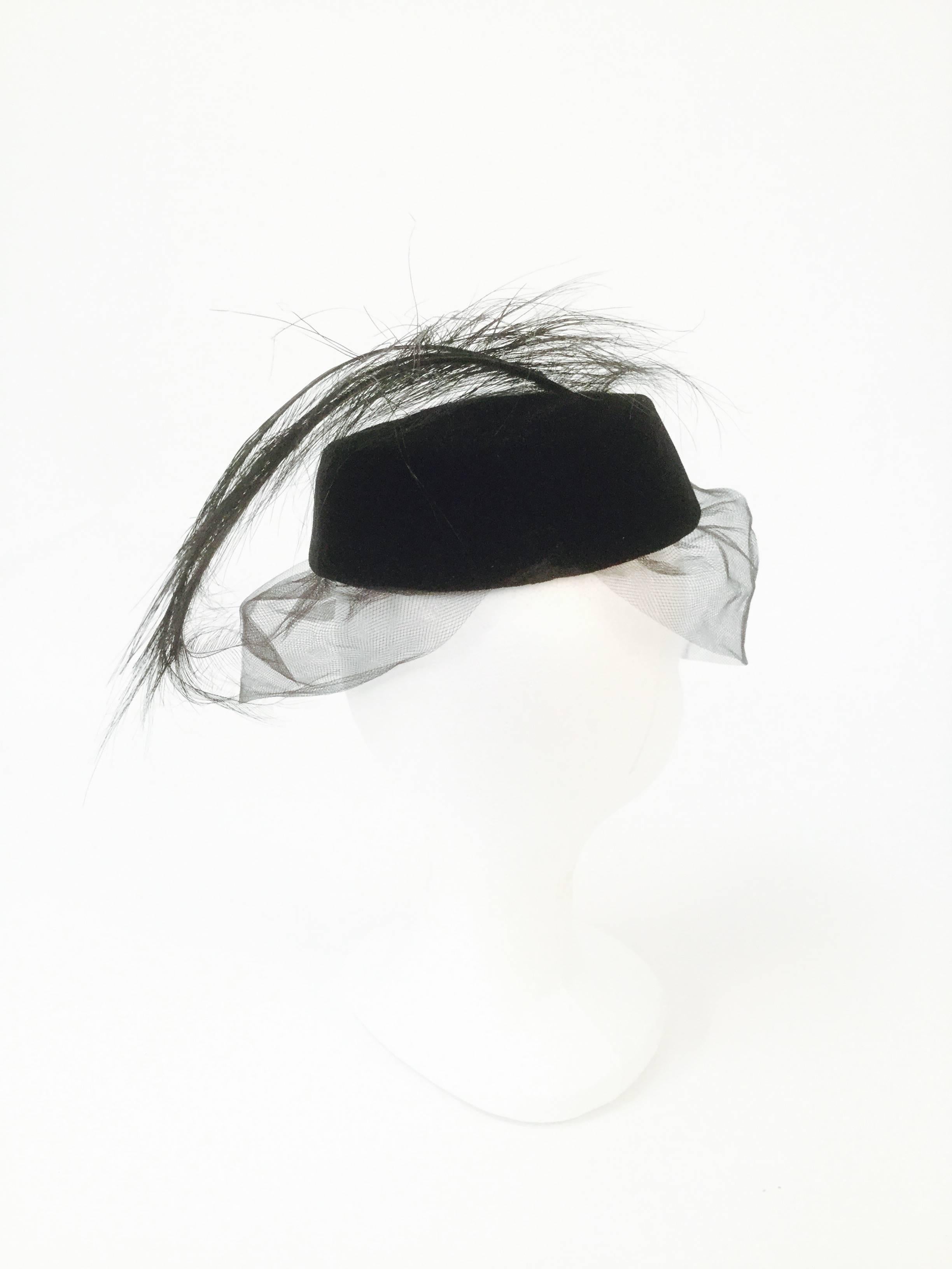 black pillbox hat