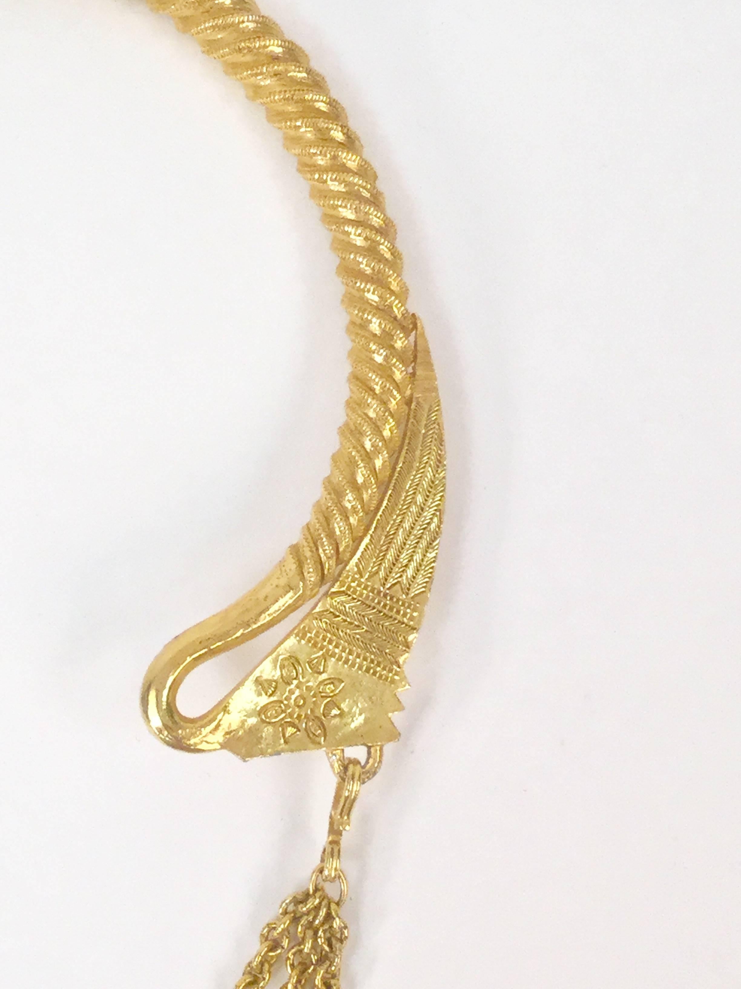 Alexis Kirk Egyptian Revival Necklace, 1970s   In Excellent Condition For Sale In Houston, TX