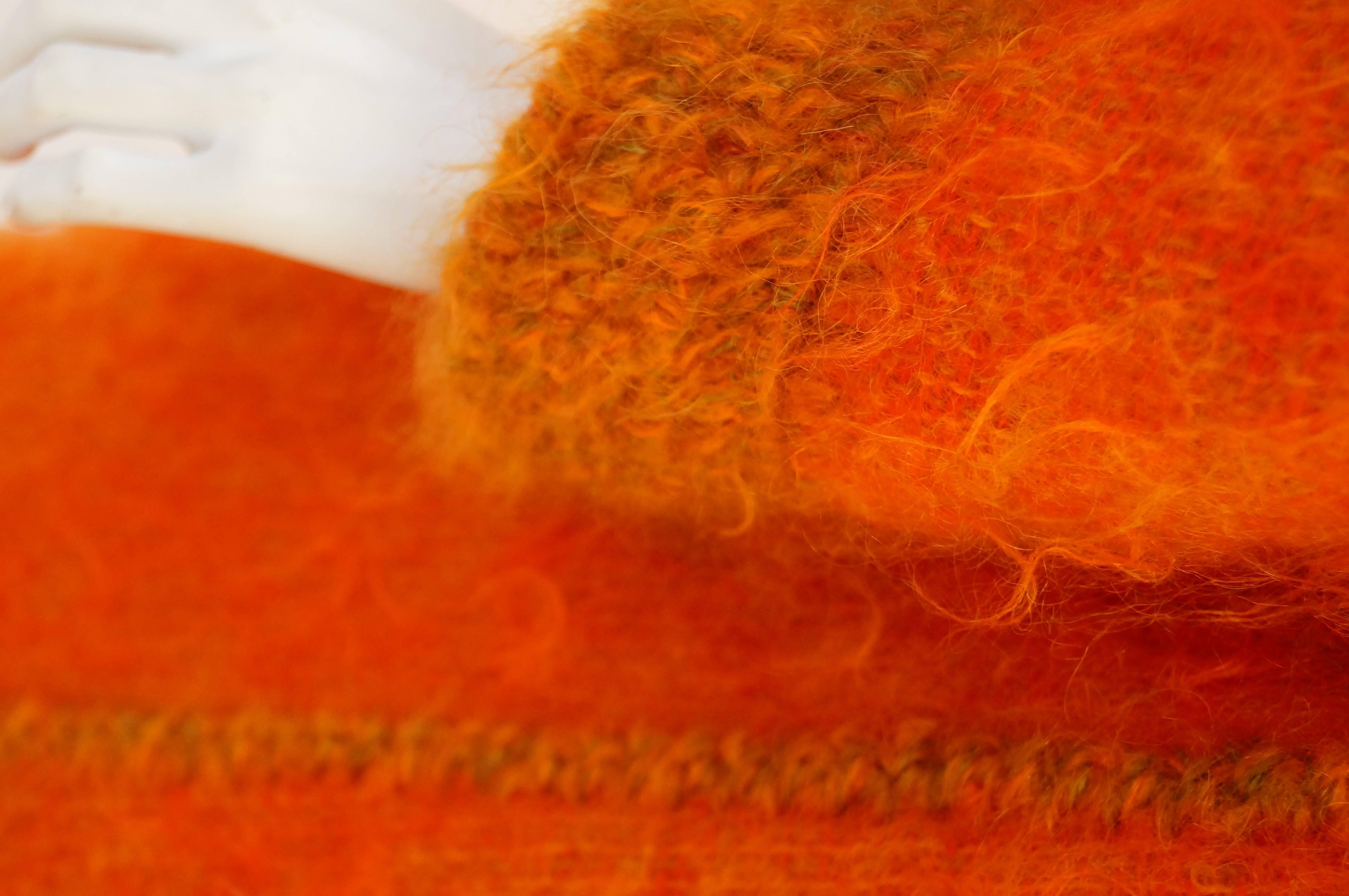 Orange Jacque d'Aubres Hand Made Mohair Caftan Dress in Tangerine For Sale