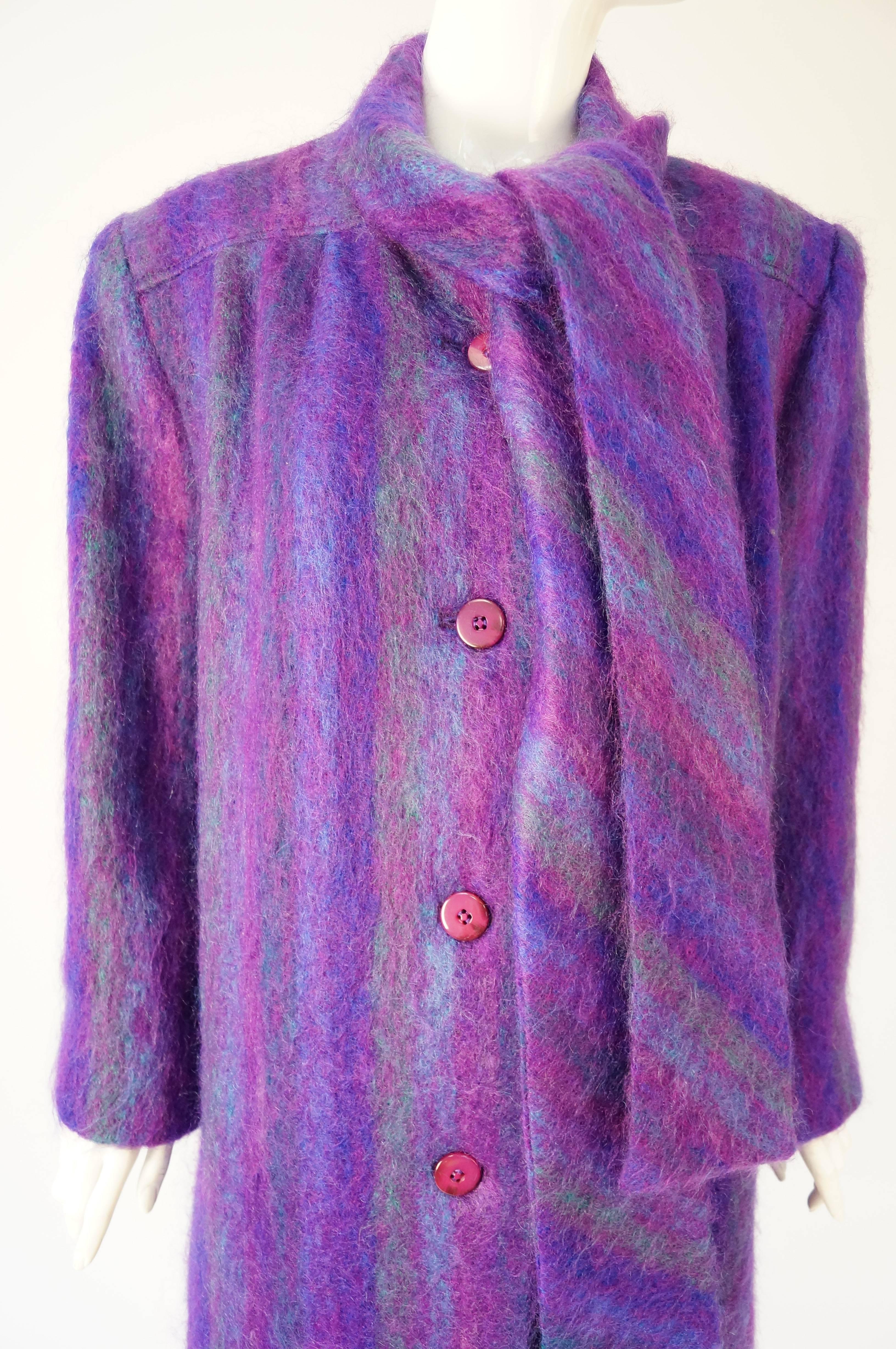 Men's 1980s Purple Mohair Coat Jacket  For Sale