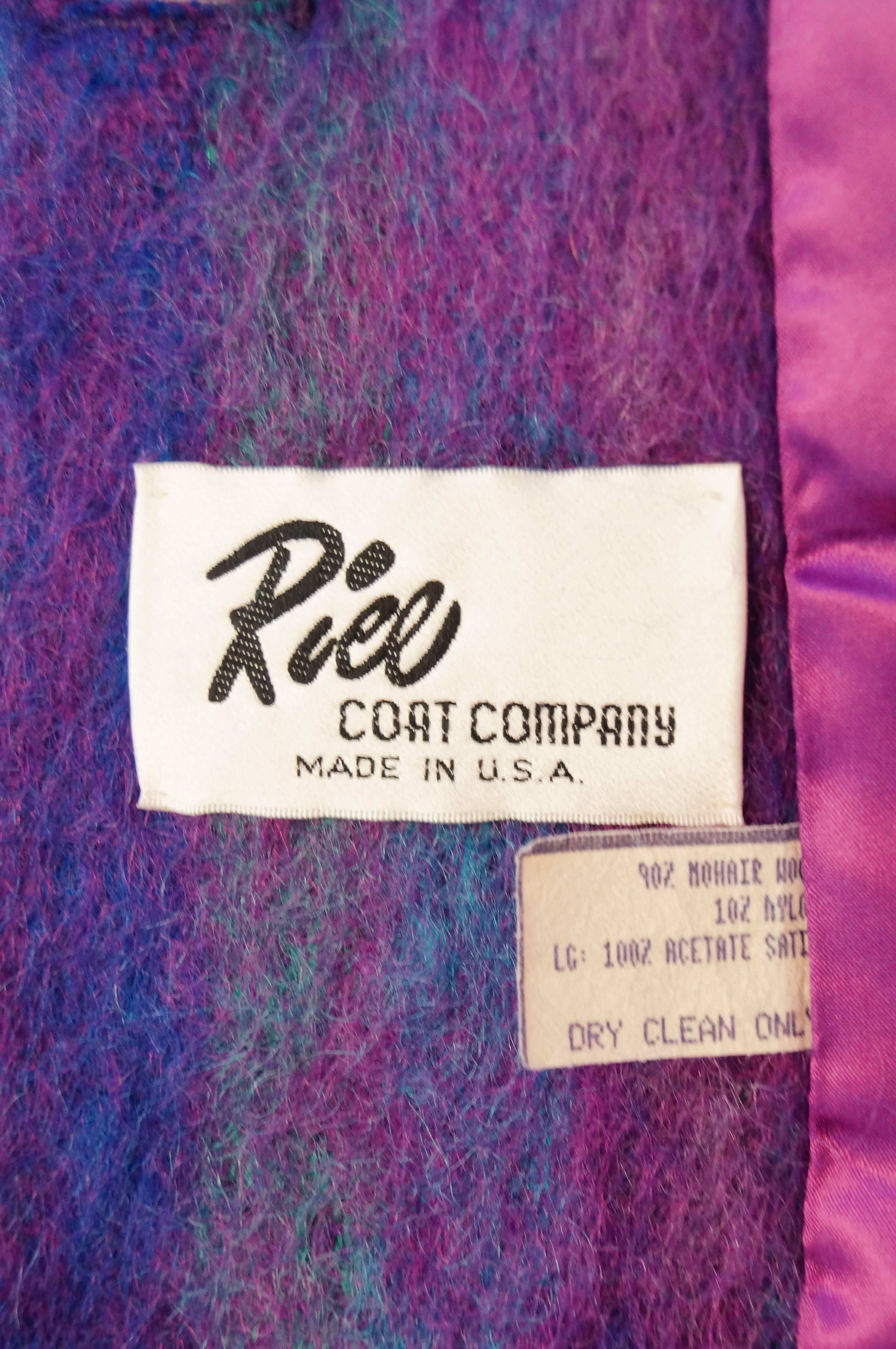 1980s Purple Mohair Coat Jacket  For Sale 2