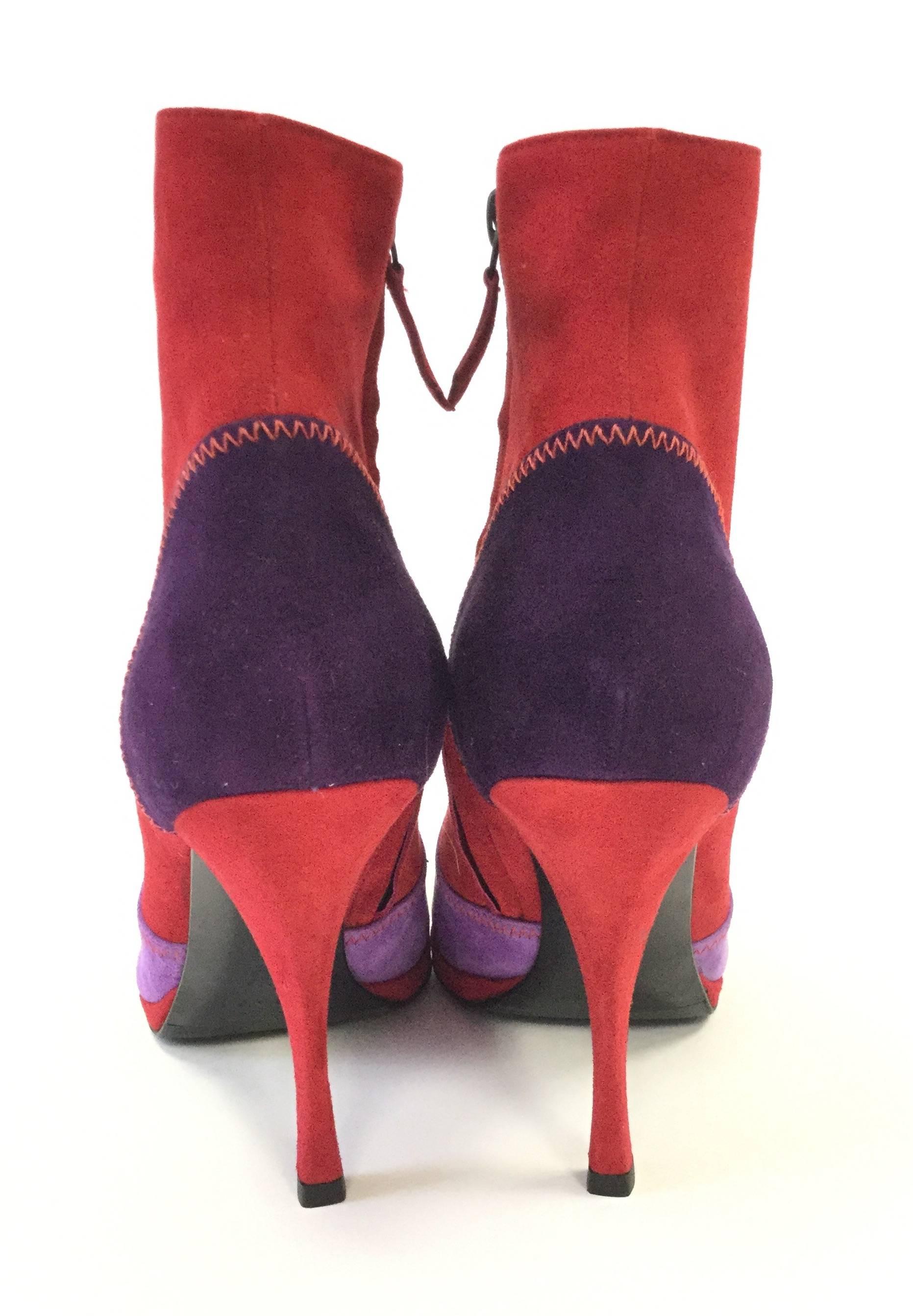 violet and red booties