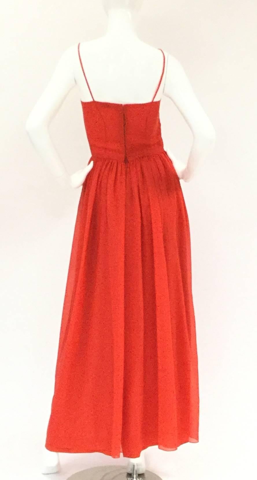 Women's 1970s Lanvin Red Silk Dress For Sale