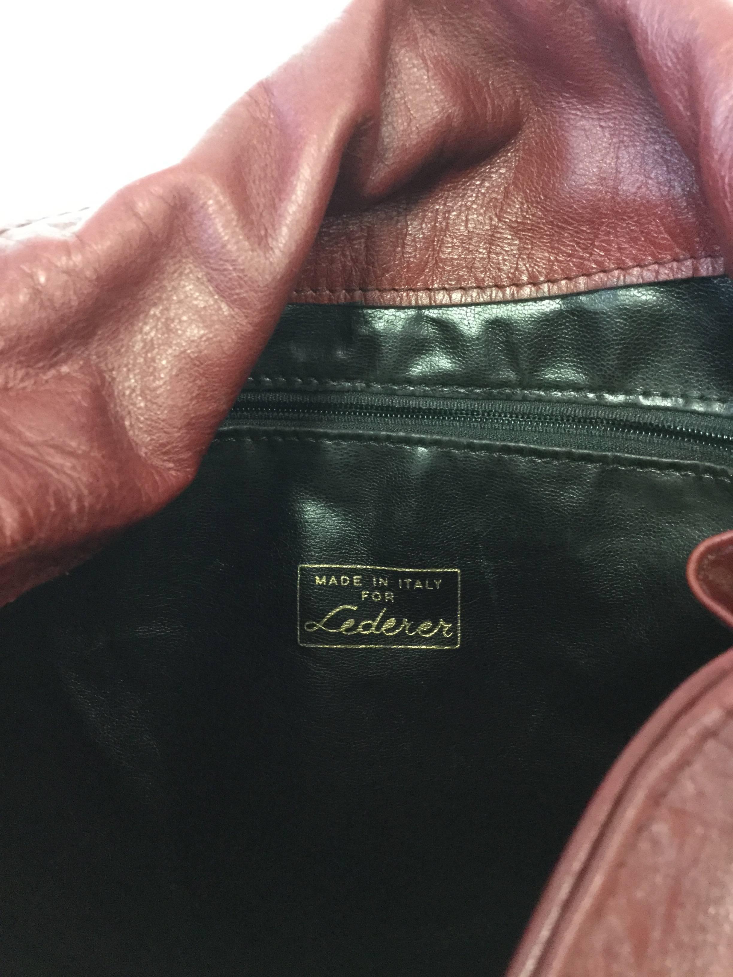 1970s Roberta di Camerino for Lederer Oxblood Leather Fishhook Hardware Handbag  1