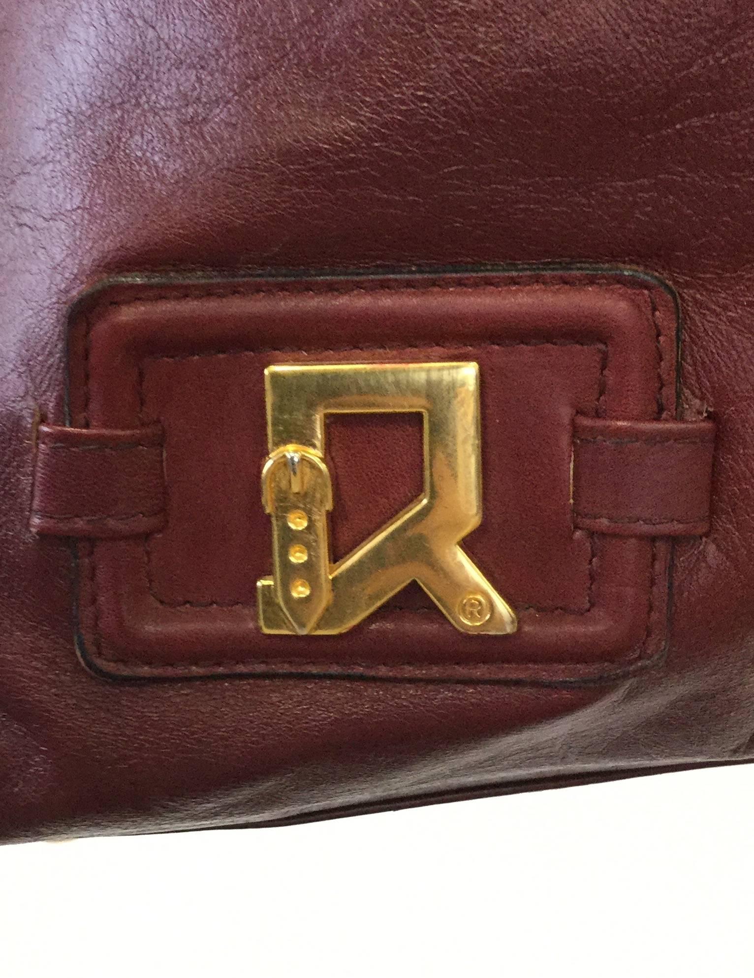 1970s Roberta di Camerino for Lederer Oxblood Leather Fishhook Hardware Handbag  In Good Condition In Houston, TX