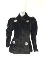 Antique Victorian Velvet Coat with Large Mother of Pearl Buttons