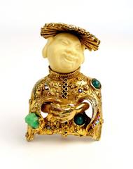 Rare Mid Century HAR Laughing Buddha Demi Parure