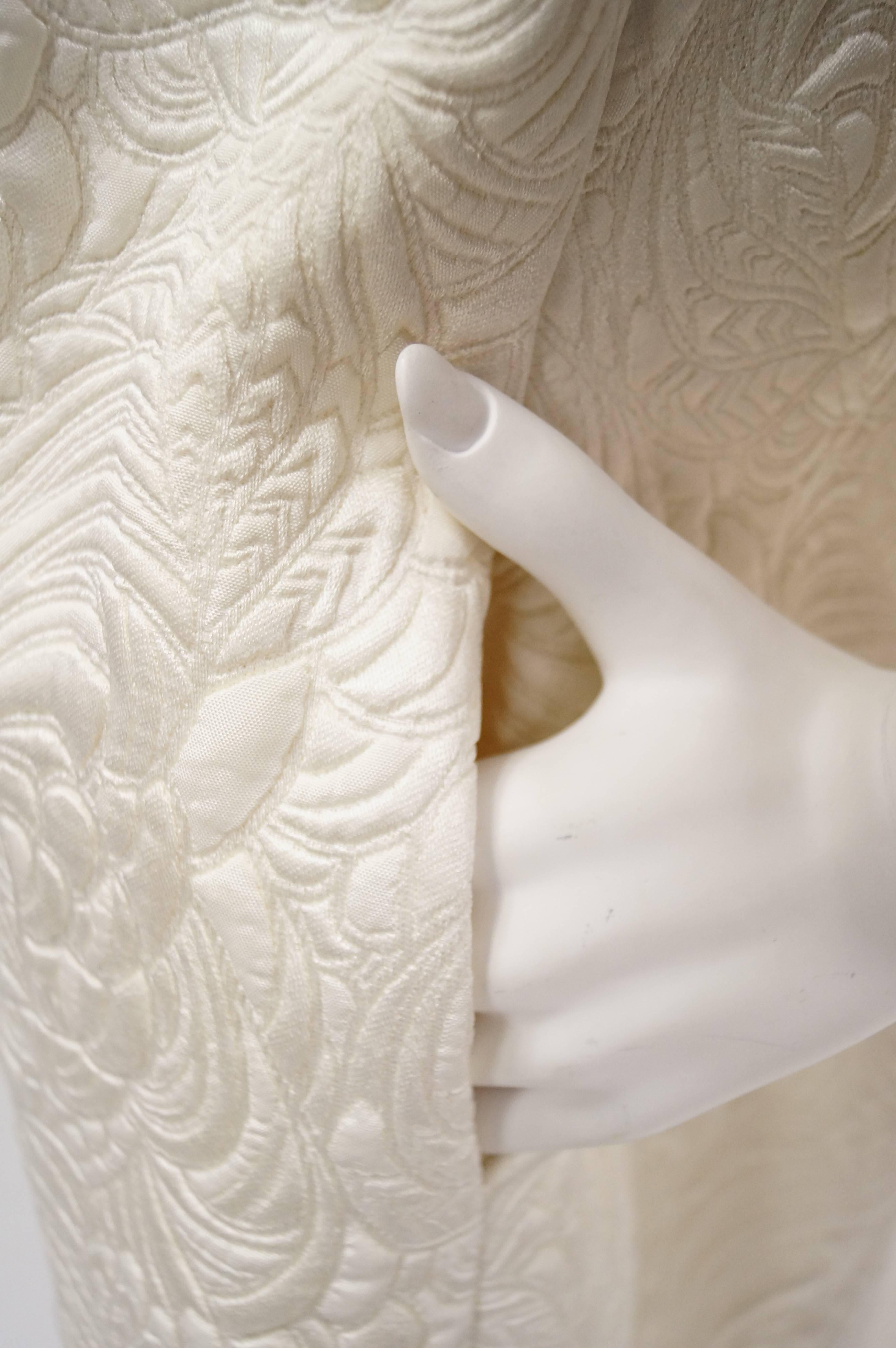 da uomo o donna Sublime cappotto anni '60 in broccato trapuntato avorio con bottoni di strass