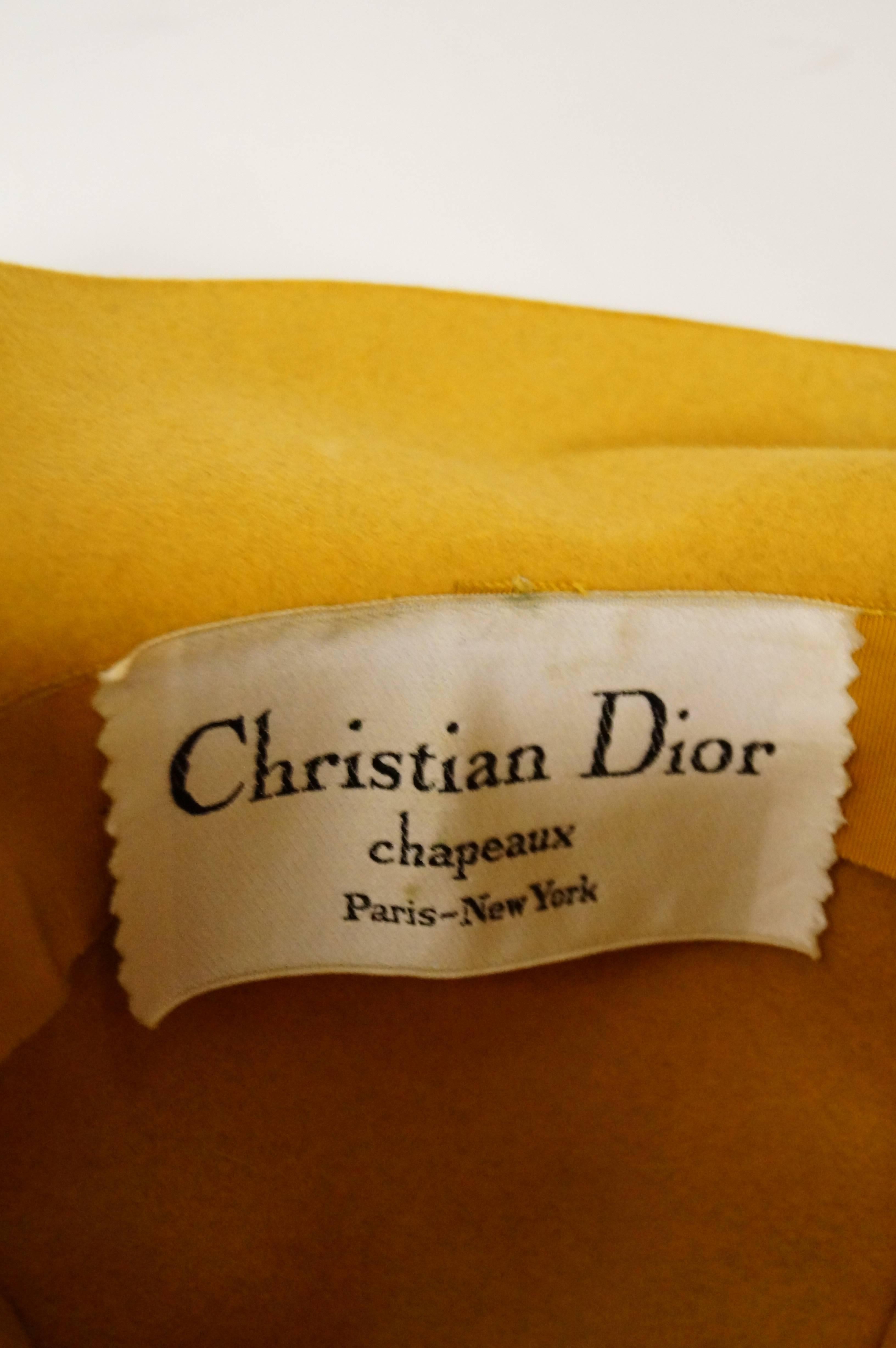 Christian Dior Amber Chapeau with Leather Ribbon, 1970s  In Excellent Condition In Houston, TX