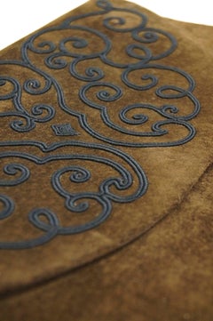 Dominique Aurientis Brown French Suede Envelope Cord Detailed Handbag,  1980s