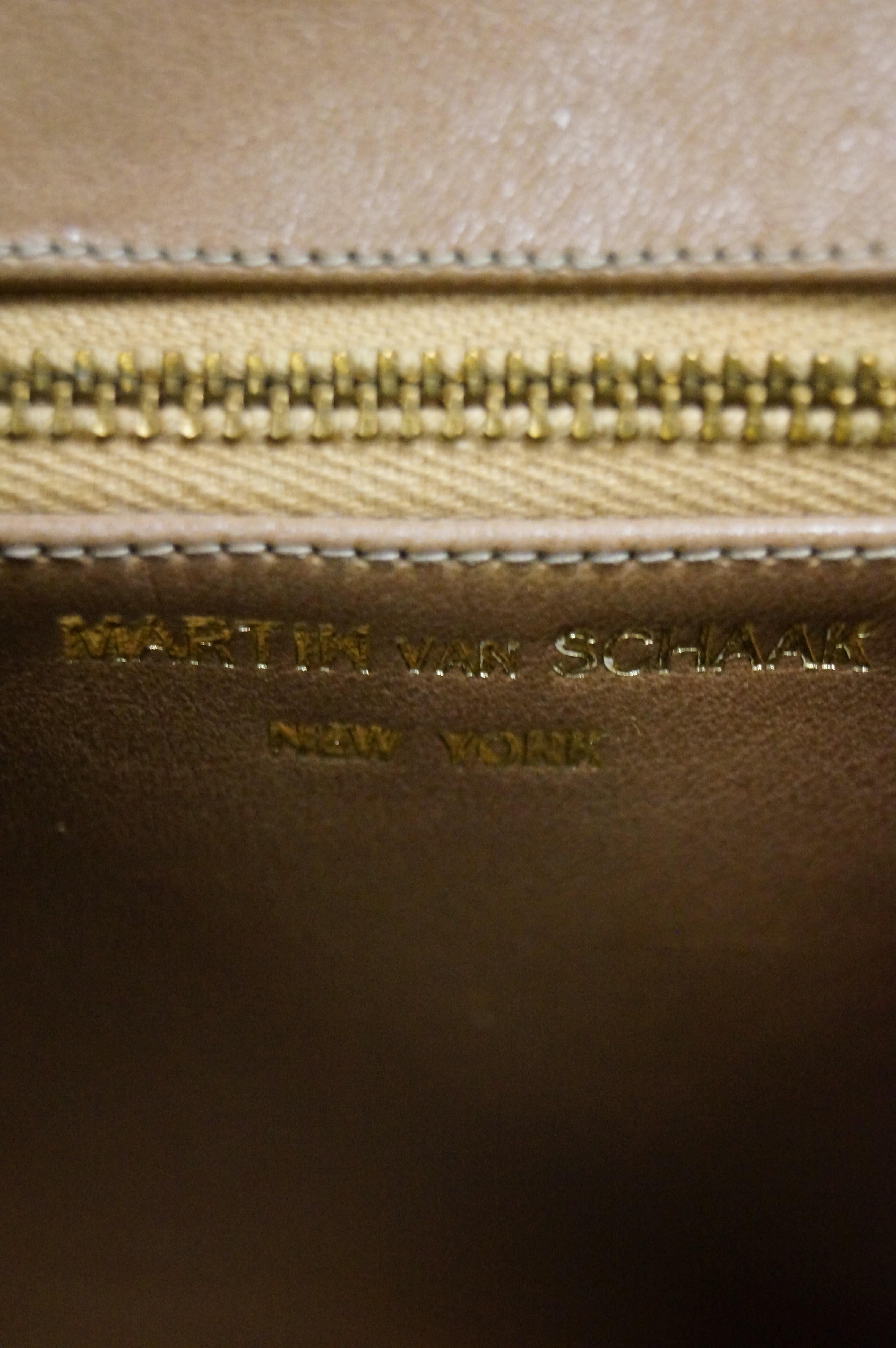 Martin Van Schaak Custom Brown Java Lizard Skin Handbag Box Bag, 1960s  8