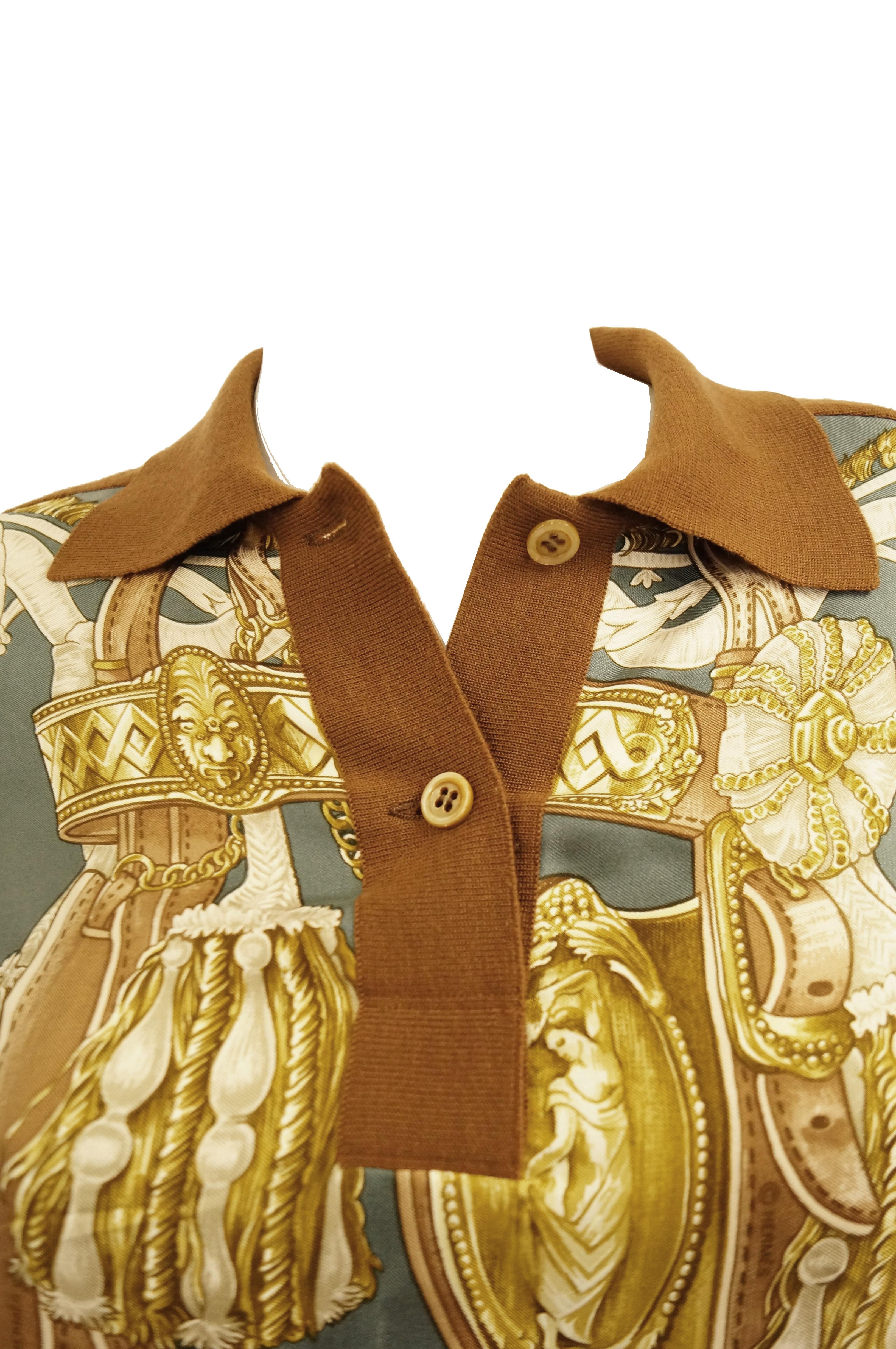 1987 Hermes “Bride De Cour”  Tassel Silk Scarf Cashmere Sweater In Good Condition In Houston, TX