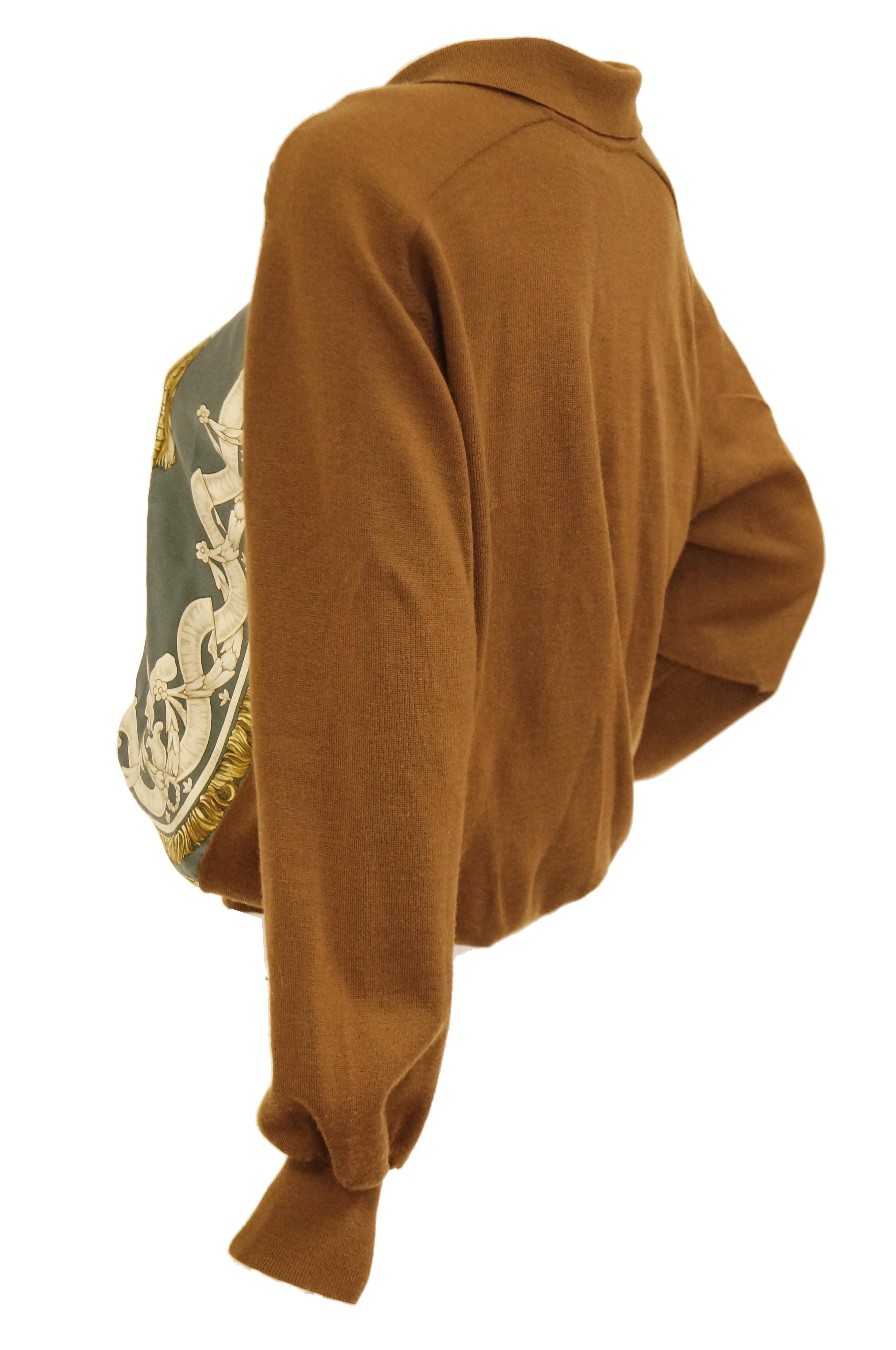 1987 Hermes “Bride De Cour”  Tassel Silk Scarf Cashmere Sweater 2