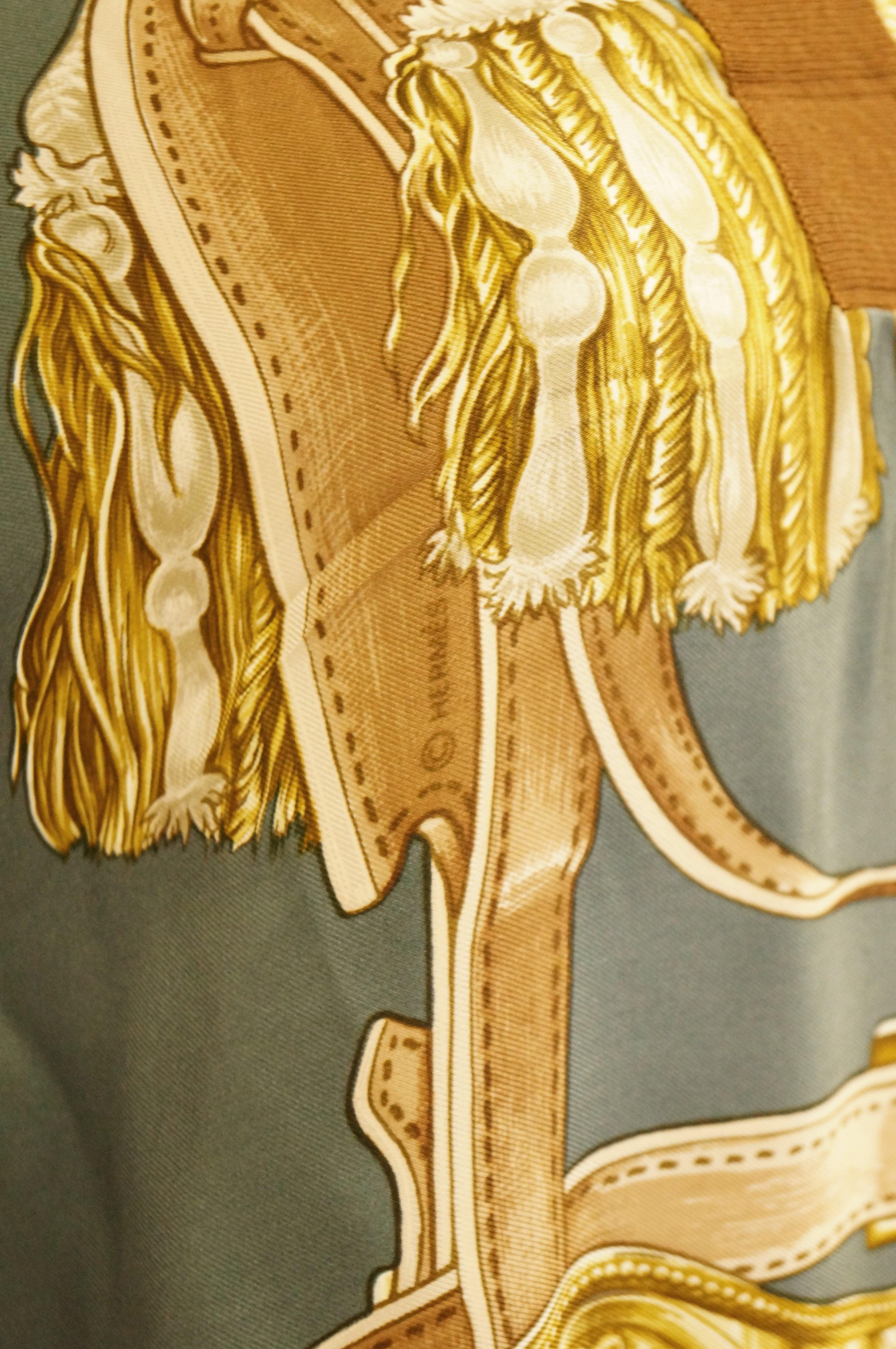 Brown 1987 Hermes “Bride De Cour”  Tassel Silk Scarf Cashmere Sweater