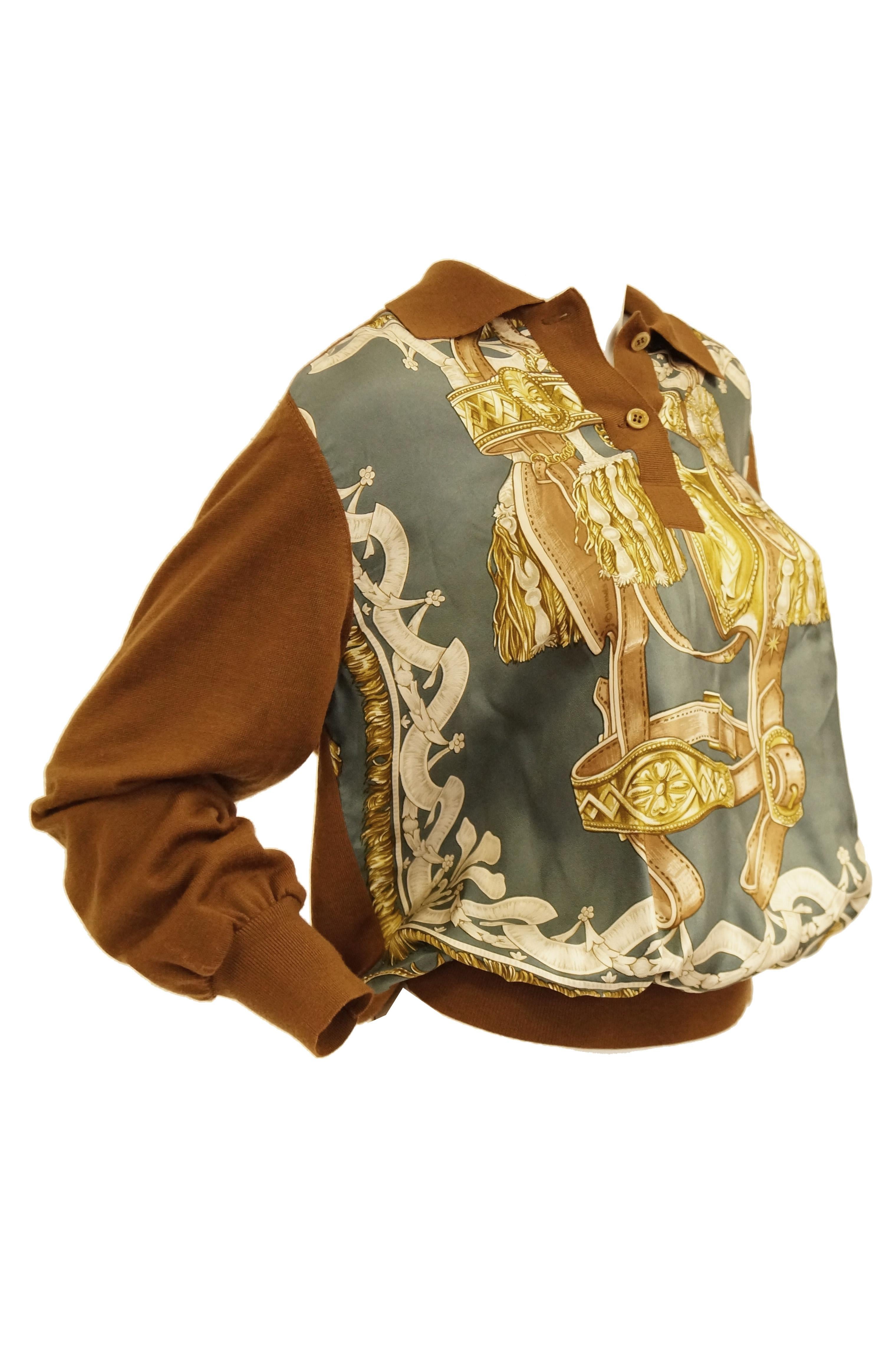 1987 Hermes “Bride De Cour”  Tassel Silk Scarf Cashmere Sweater 5