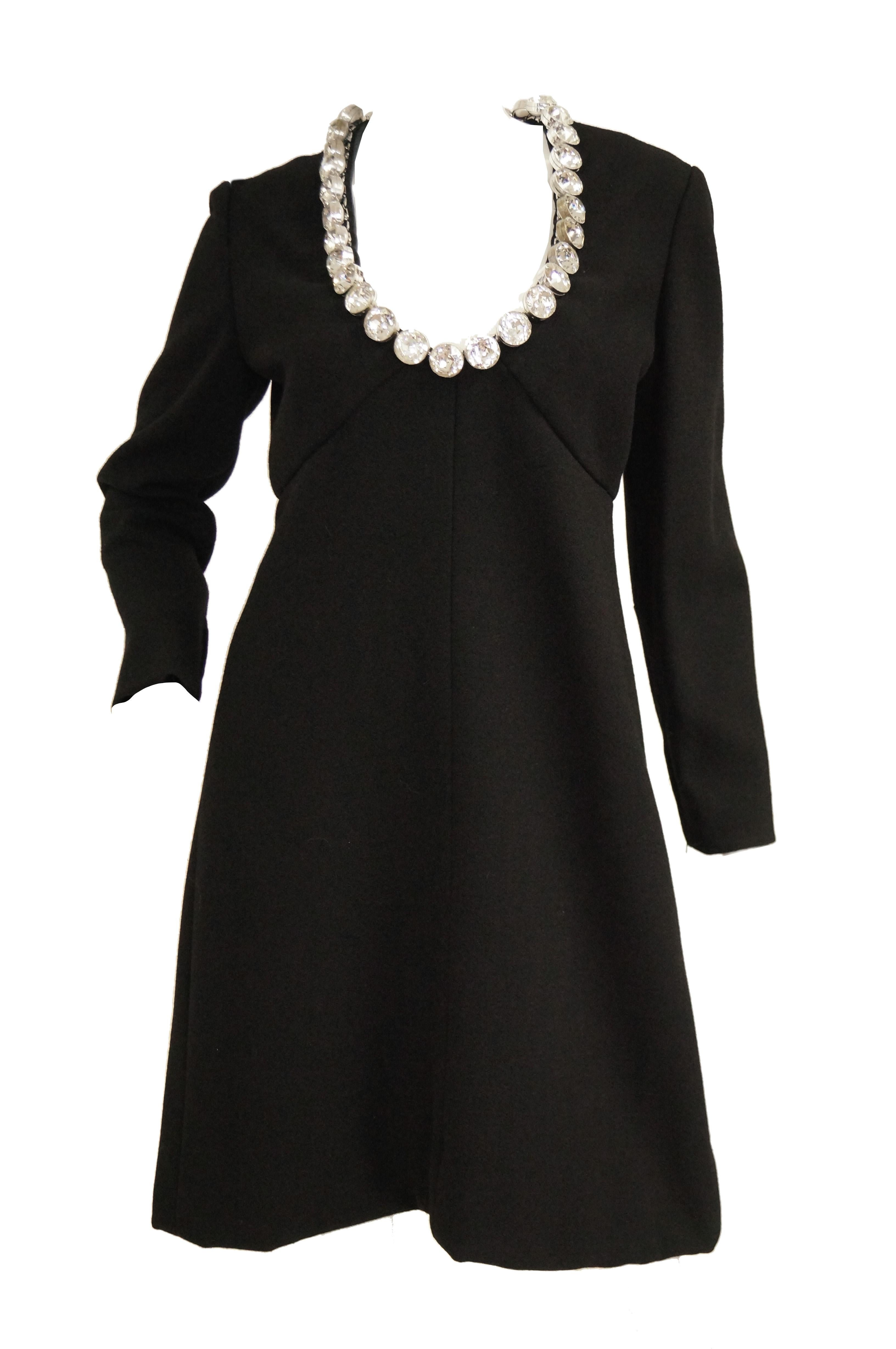 Women's 1960s Donald Brooks Black Cocktail Dress with Riviera Rhinestone Neckline For Sale