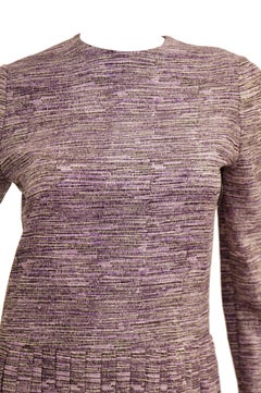 1970s Bill Blass Silk Purple Drop Waist Pleat Skirt Dress 4