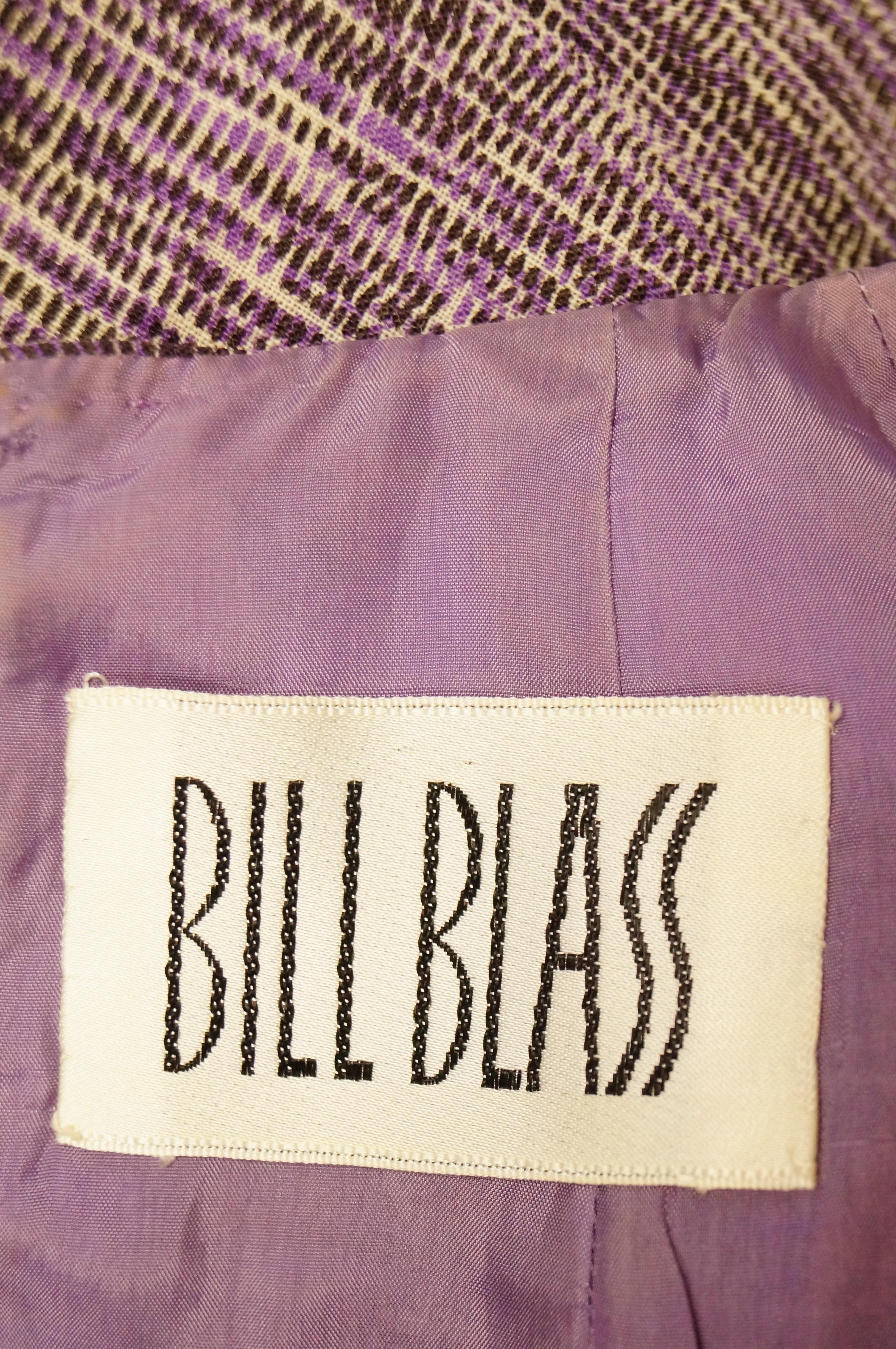 1970s Bill Blass Silk Purple Drop Waist Pleat Skirt Dress 4 For Sale 4