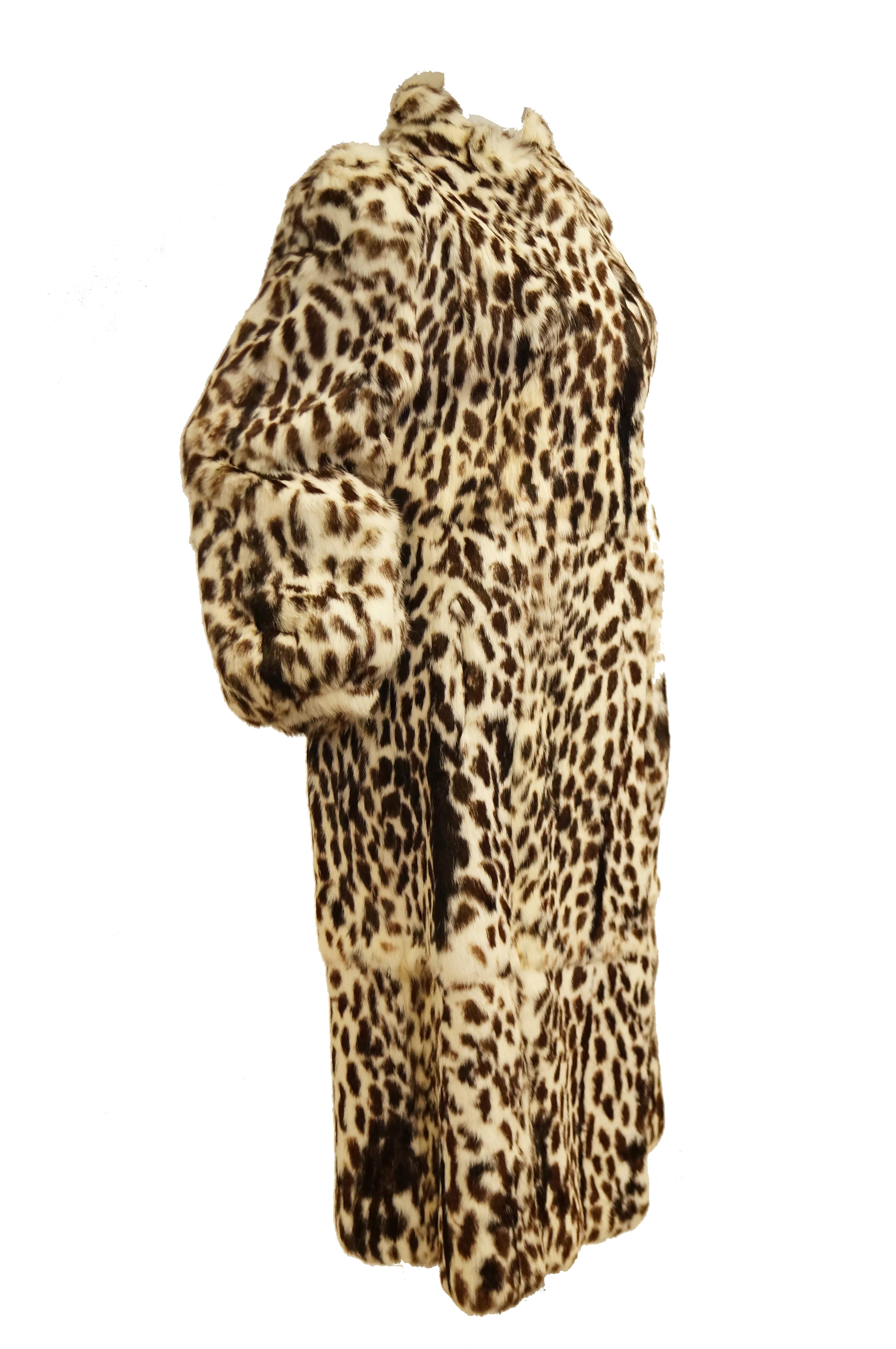 1980s Supple Brazilian Leopard Print Rabbit Fur Coat by Polo Norte 2