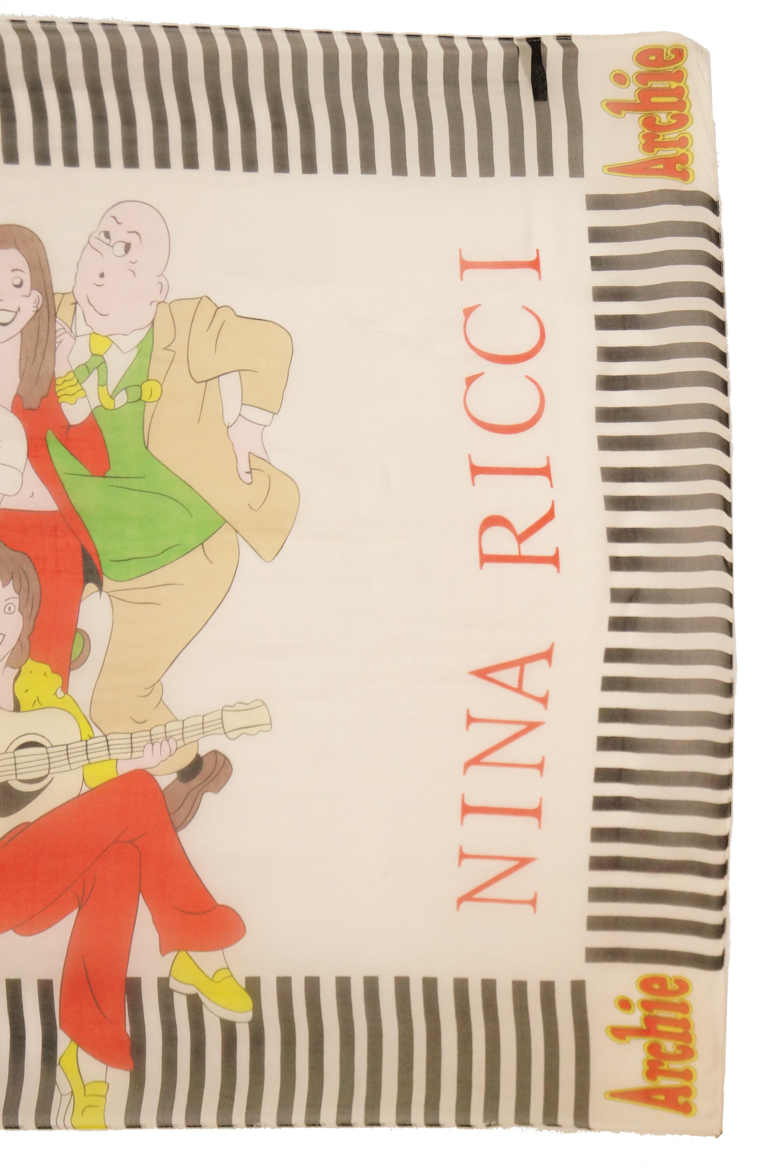 Rare 1960s Nina Ricci Archie Comics Silk Scarf In Good Condition In Houston, TX