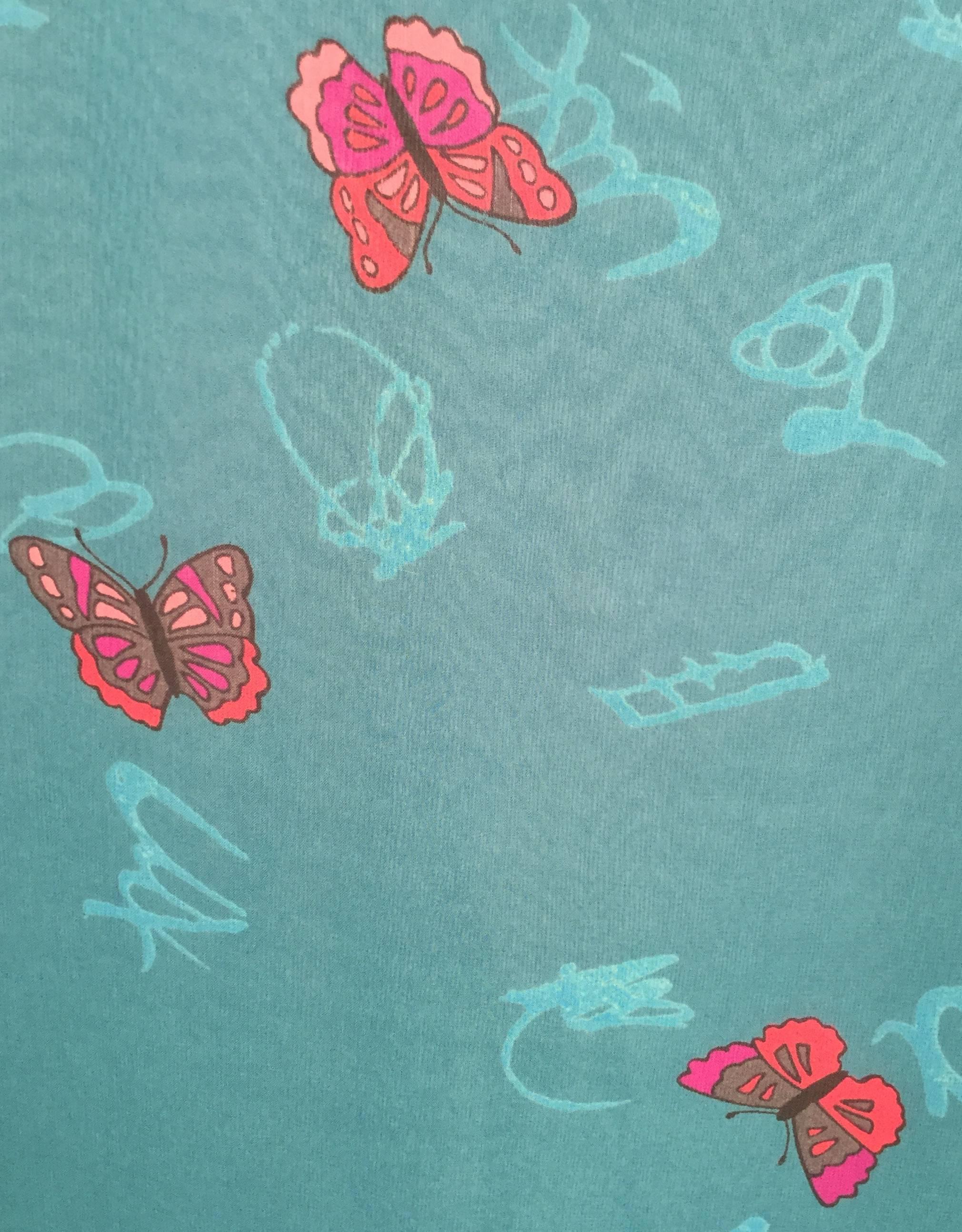 1980s Hanae Mori Blue Butterfly Dress 4