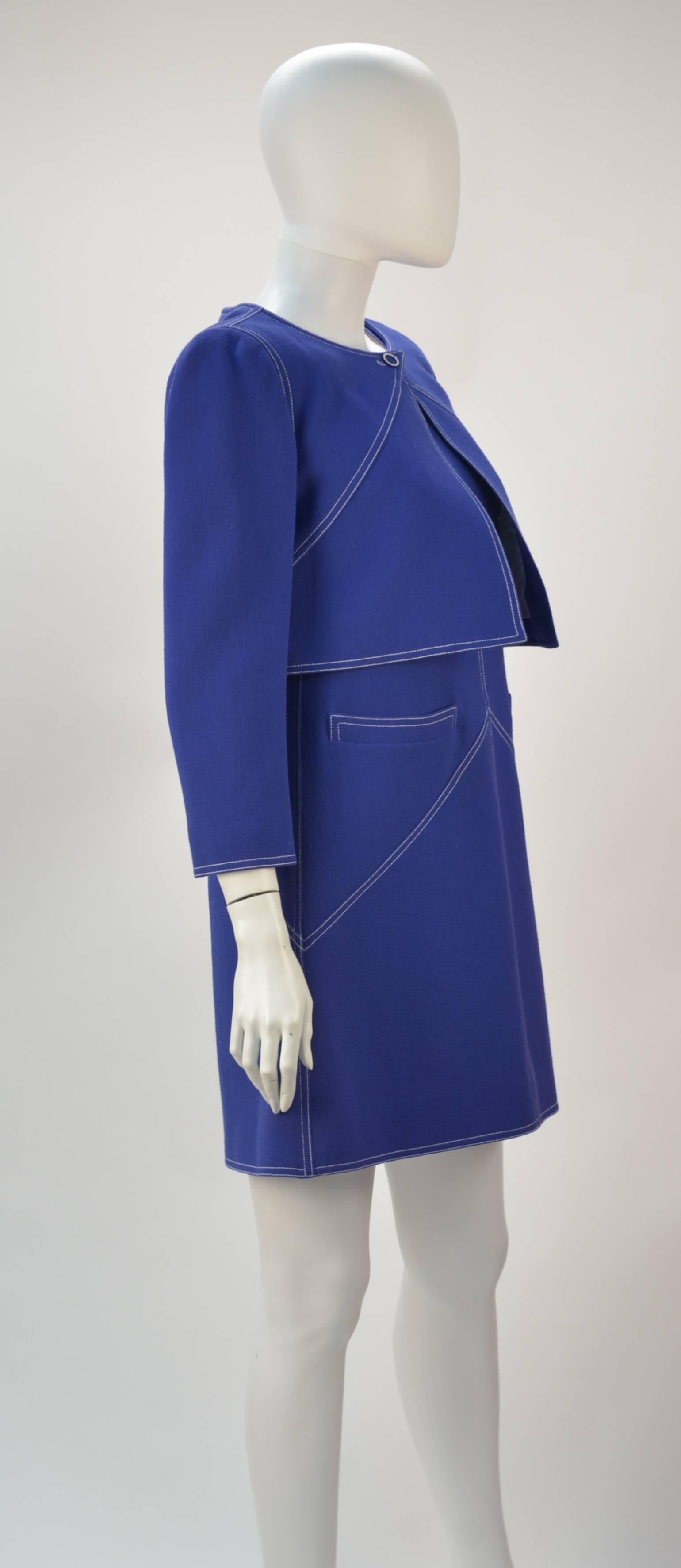 1960s Courreges Wool Ensemble, Euro Size 38 In Excellent Condition For Sale In Houston, TX