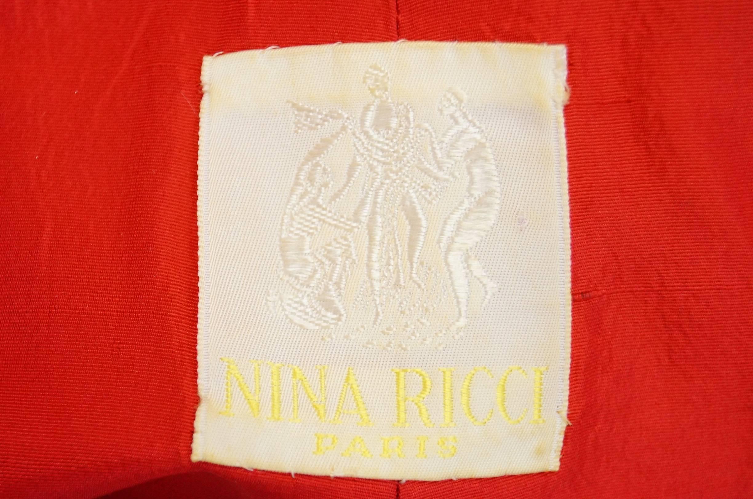 1995 Nina Ricci Couture Red Corded Lace Evening Gown For Sale 3