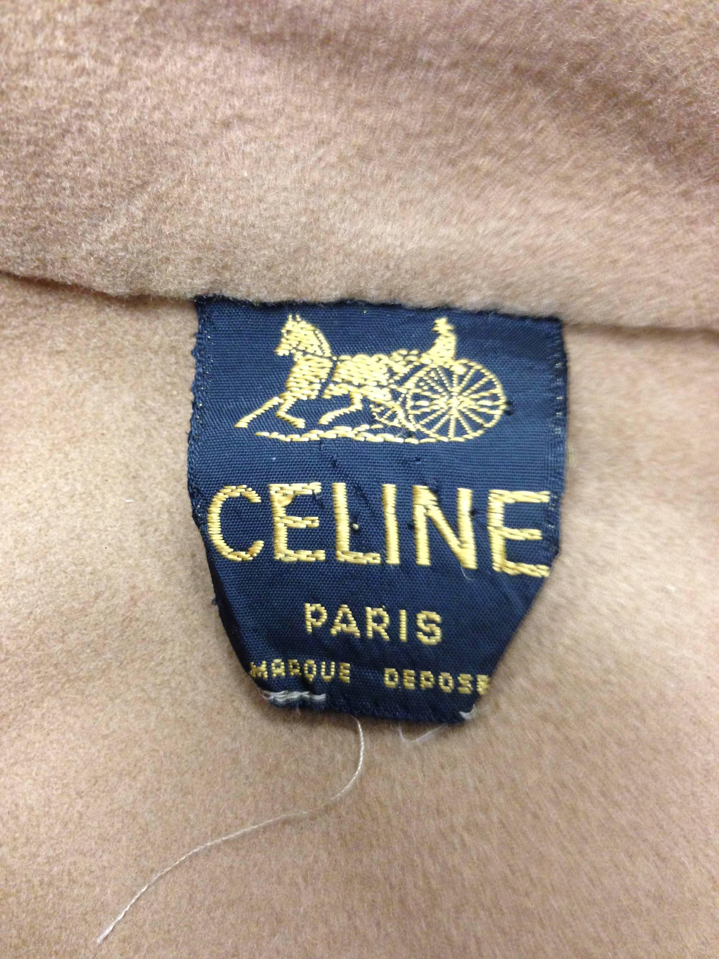 1970s Classic Celine Tan Wool Cape  In Good Condition In Houston, TX