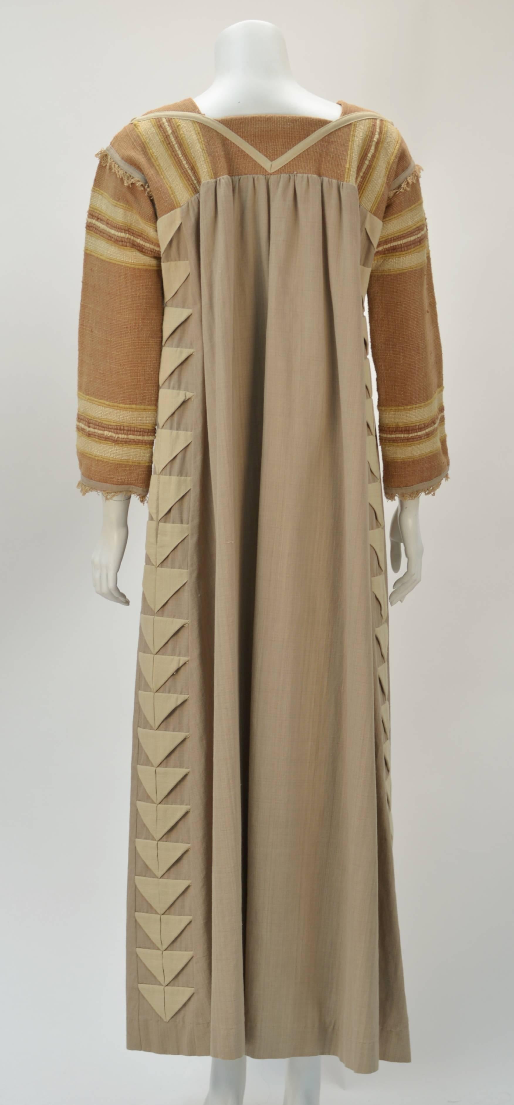 1970s Opus 1 By Diana Martin Tan and Brown Kaftan In Excellent Condition In Houston, TX