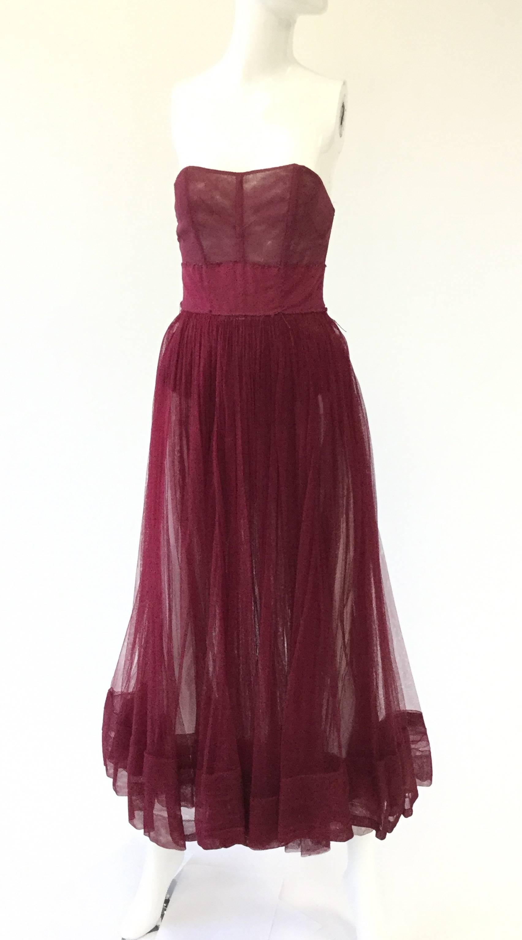 Late 1950s Yves Saint Laurent for Christian Dior Ball Gown In Good Condition For Sale In Houston, TX