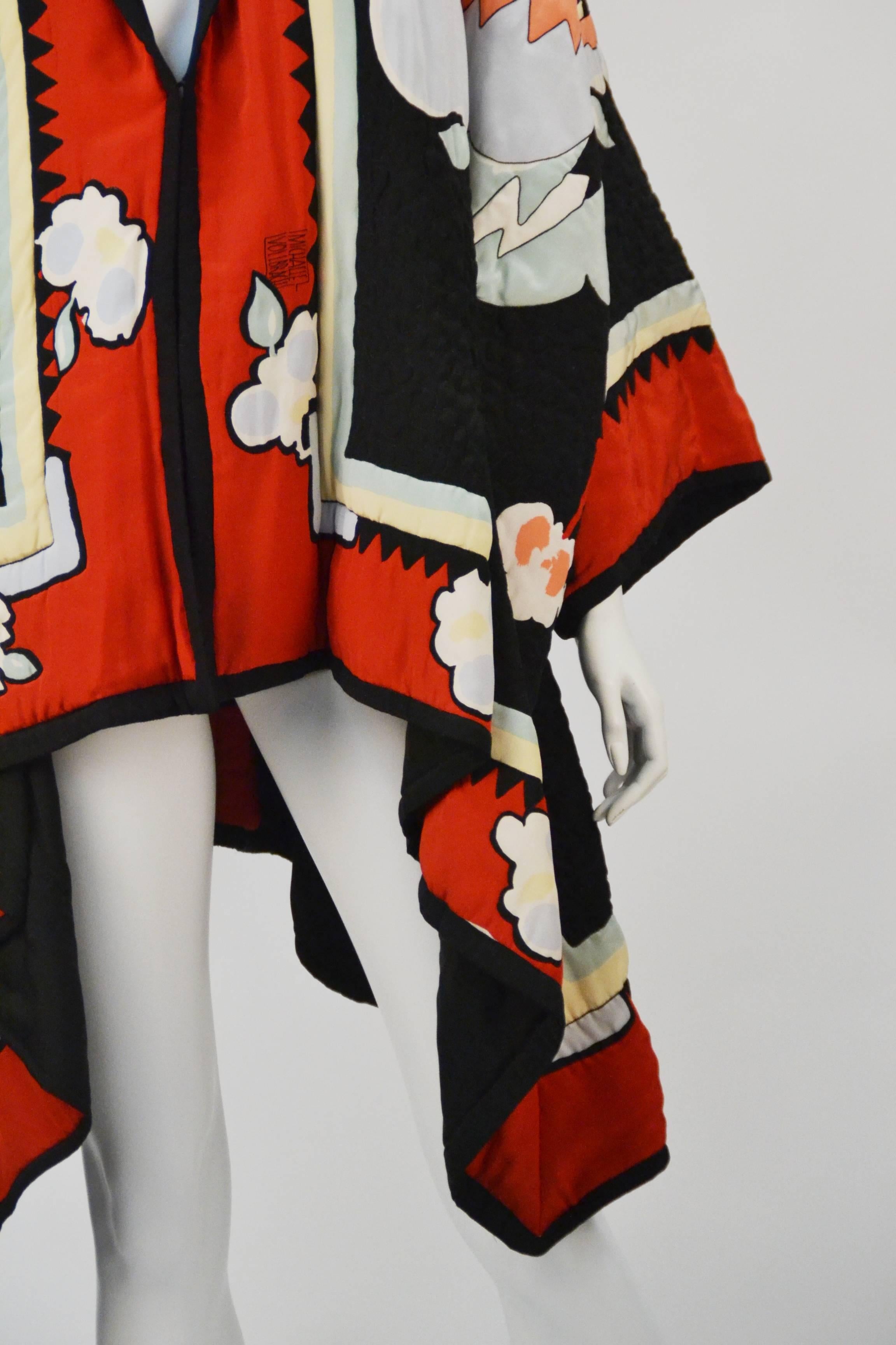 Beige Michaele Vollbracht Quilted Silk Kimono/Jacket, 1980s   For Sale
