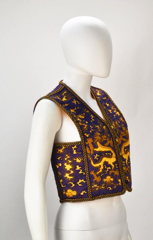 Yves Saint Laurent Rive Gauche Dragon Print Vest, 1960s For Sale at ...