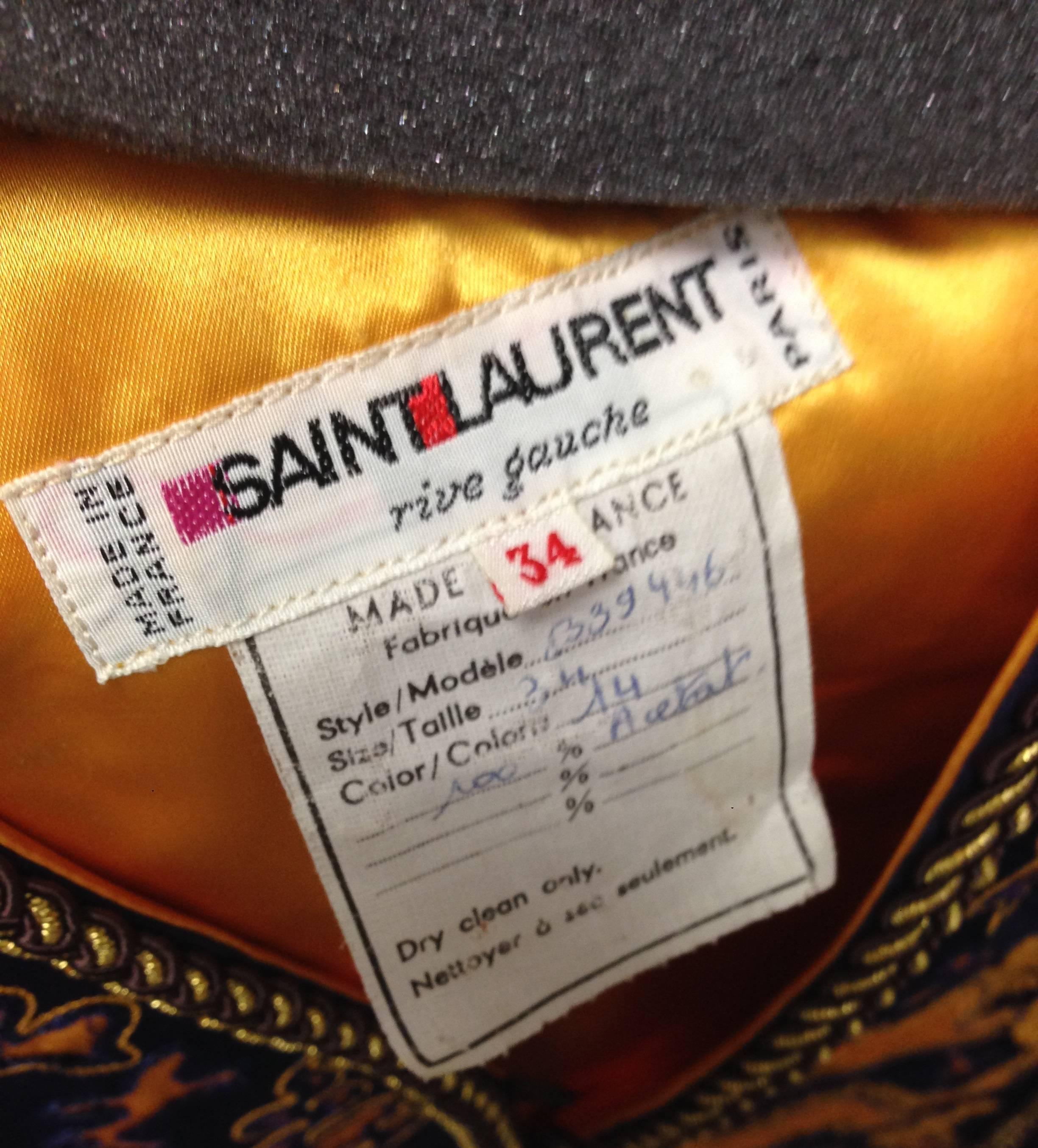 Black Yves Saint Laurent Rive Gauche Dragon Print Vest, 1960s   For Sale