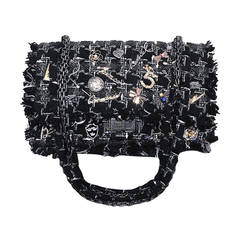 Chanel Black Tweed Charms Classic 10inch 2.55 Flap-runway Edition 10