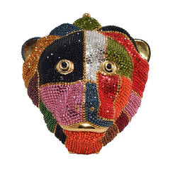 Judith Leiber Swarovski Crystal Multicolored Lion's Head Minaudiere