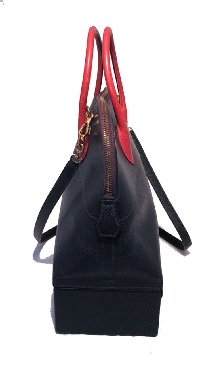 Hermes Vintage Navy and Red Courchevel Macpherson Bolide Bag In Excellent Condition In Philadelphia, PA