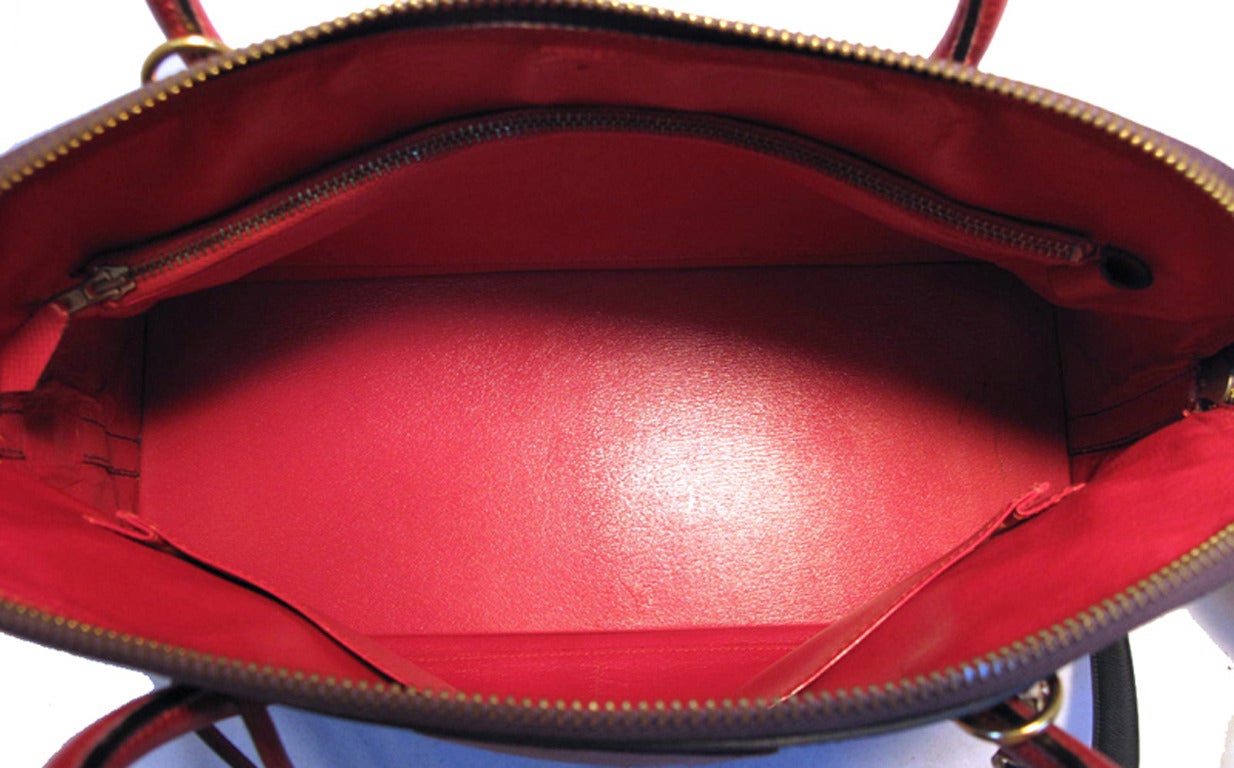 Hermes Vintage Navy and Red Courchevel Macpherson Bolide Bag 2