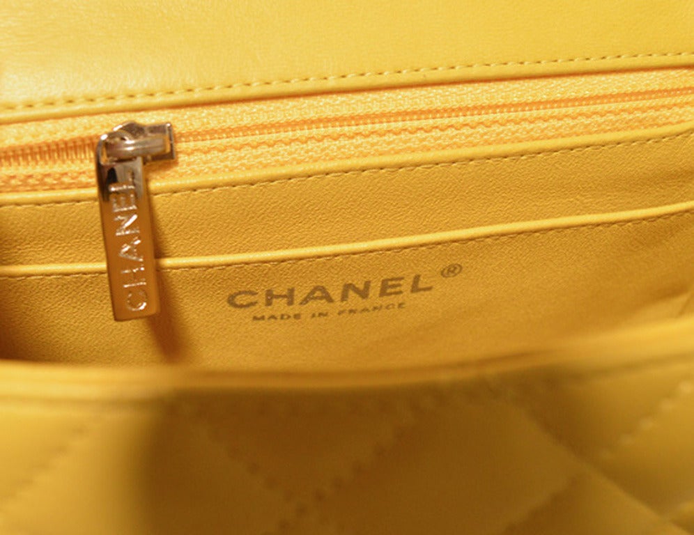 Chanel Yellow Lambskin Mini Classic Flap Shoulder Bag 1
