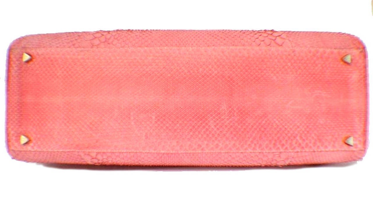 Barry Kieselstein-cord Pink Snakeskin Handbag In Excellent Condition In Philadelphia, PA