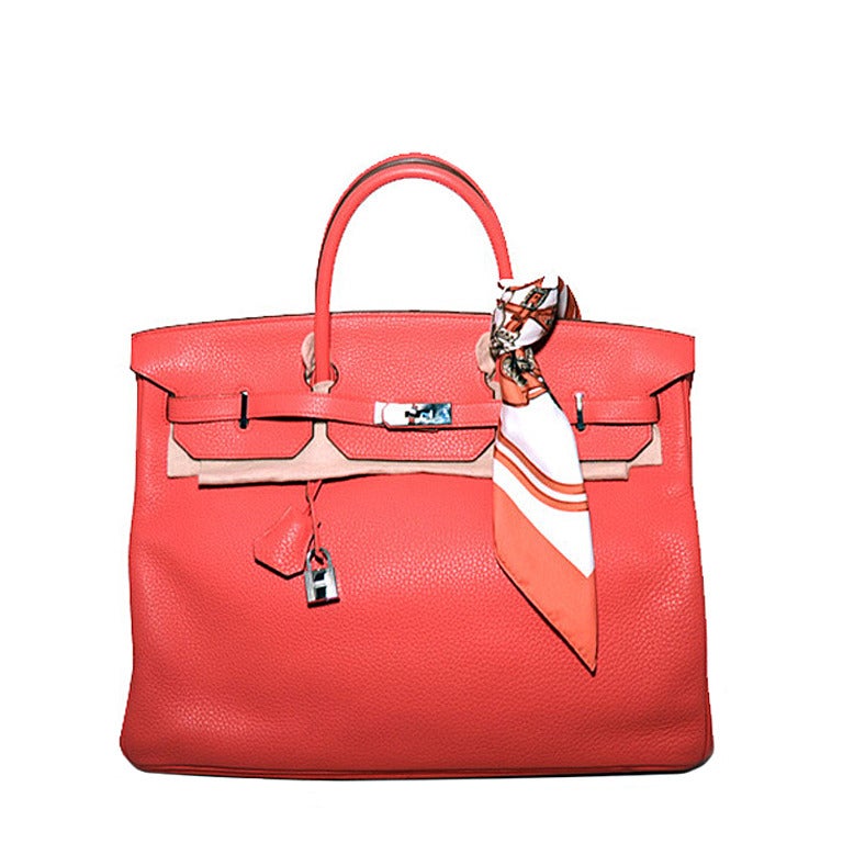 Authentic Hermes Bougainvillea Clemence 40cm Birkin Bag- Rare For Sale at 1stdibs