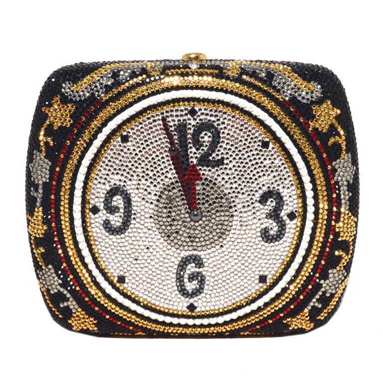 Judith Leiber Swarovski Crystal Clock Millennial Minaudiere