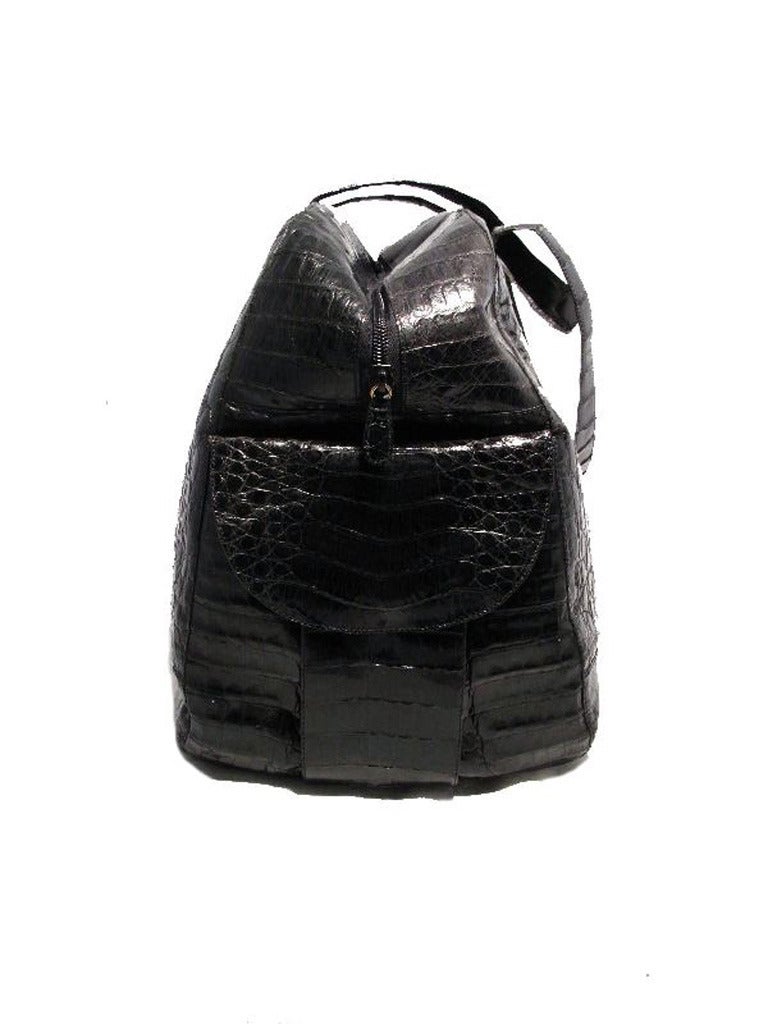 Women's or Men's Nancy Gonzalez Black Crocodile Travel Bag Tote