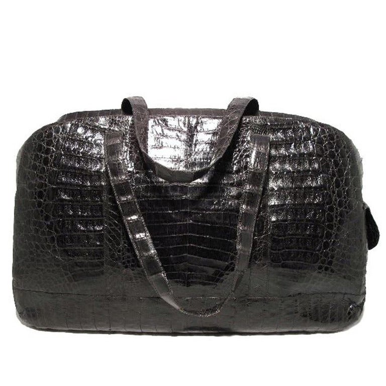 Nancy Gonzalez Black Crocodile Travel Bag Tote