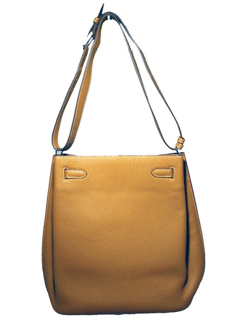 Hermes Tan Clemence 35cm So Kelly Shoulder Bag For Sale at 1stDibs