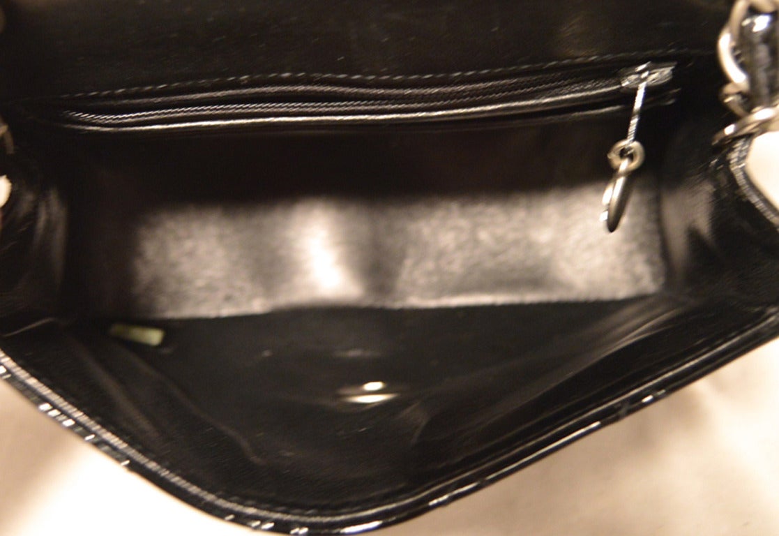 Chanel Black Patent Leather Mini Classic Flap Shoulder Bag 1