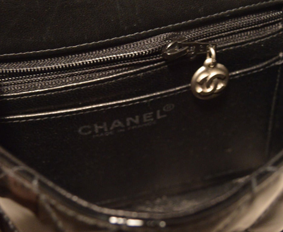 Chanel Black Patent Leather Mini Classic Flap Shoulder Bag 2